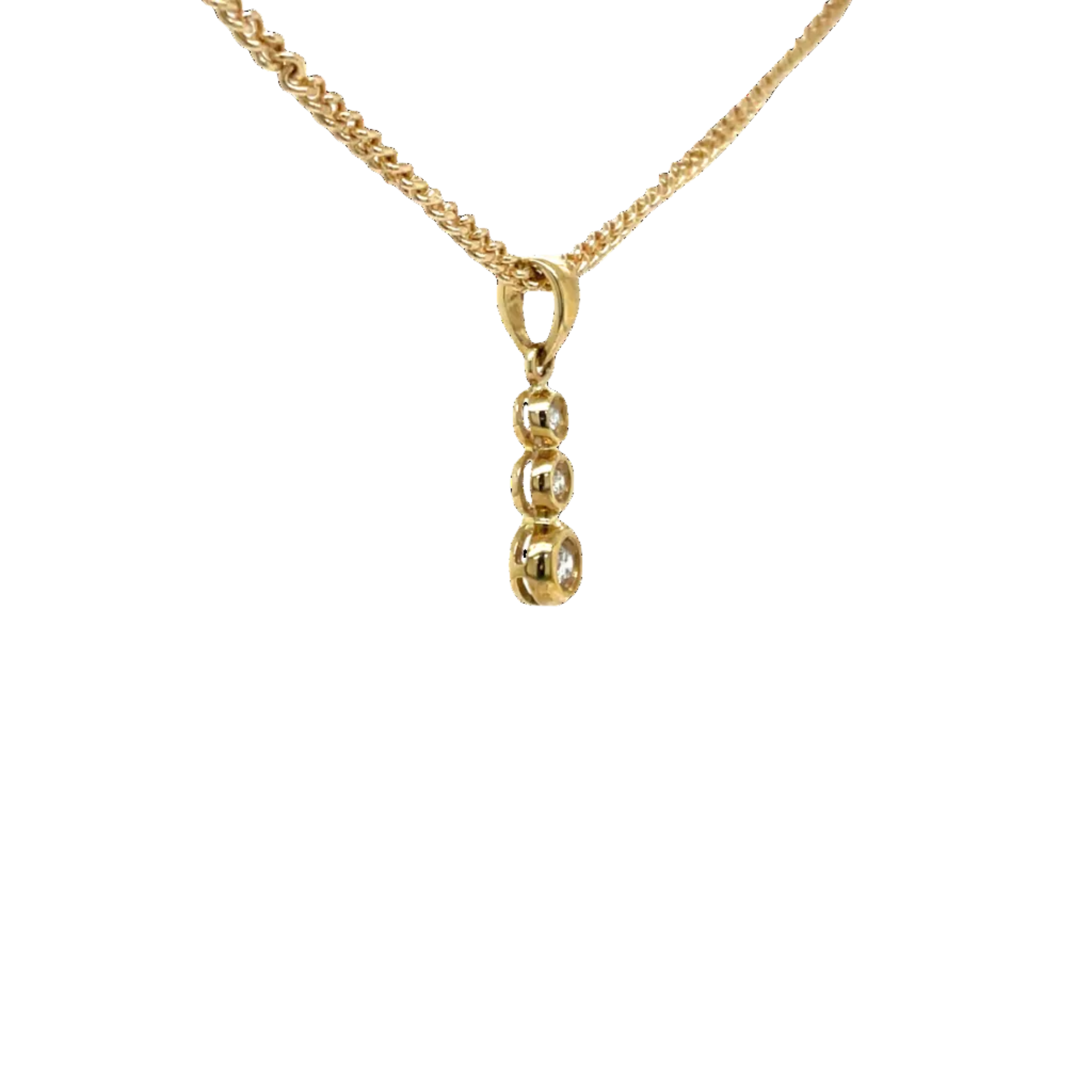 9ct Yellow Gold Three Natural Diamond Drop Pendant