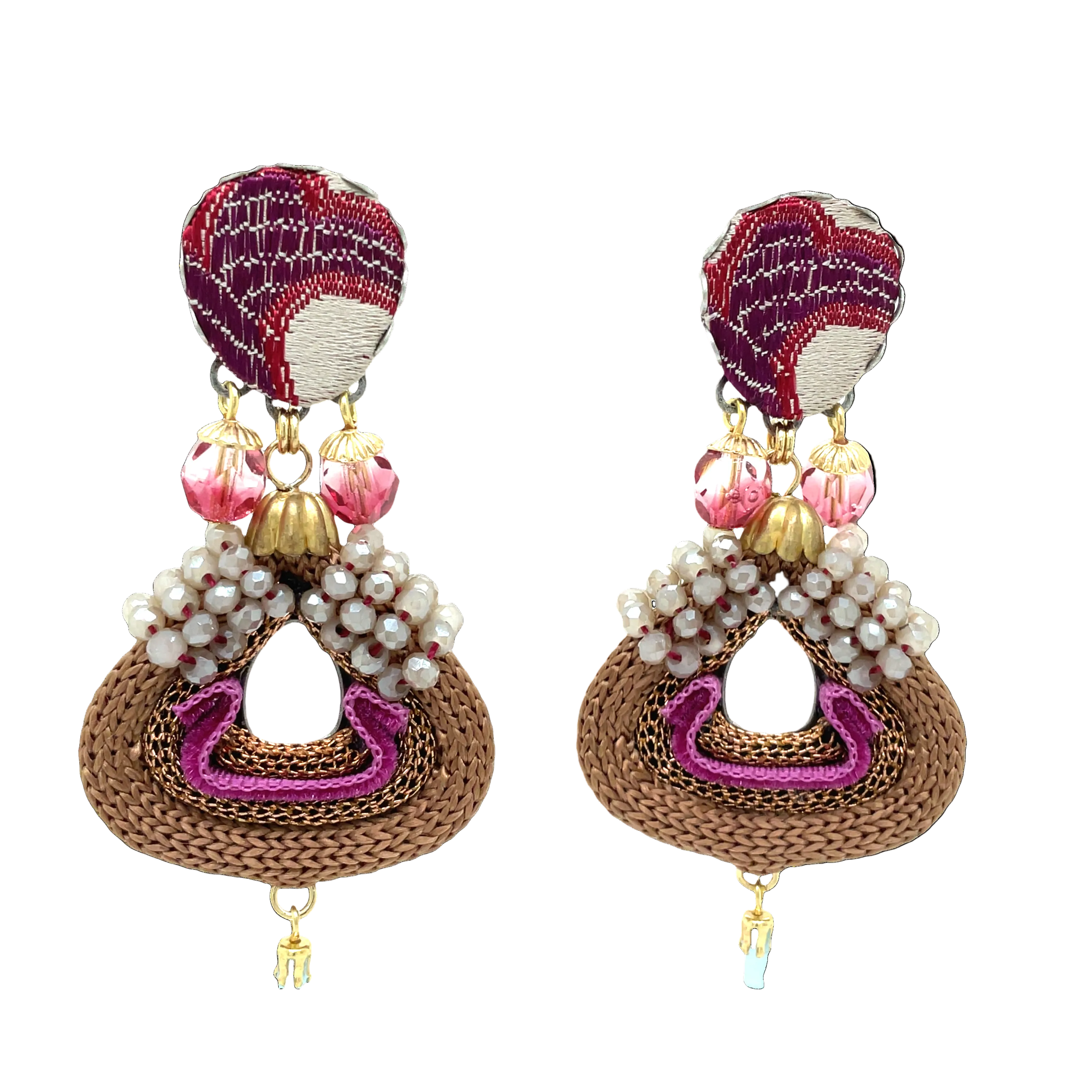 Handcrafted Fabric and Bead Earrings