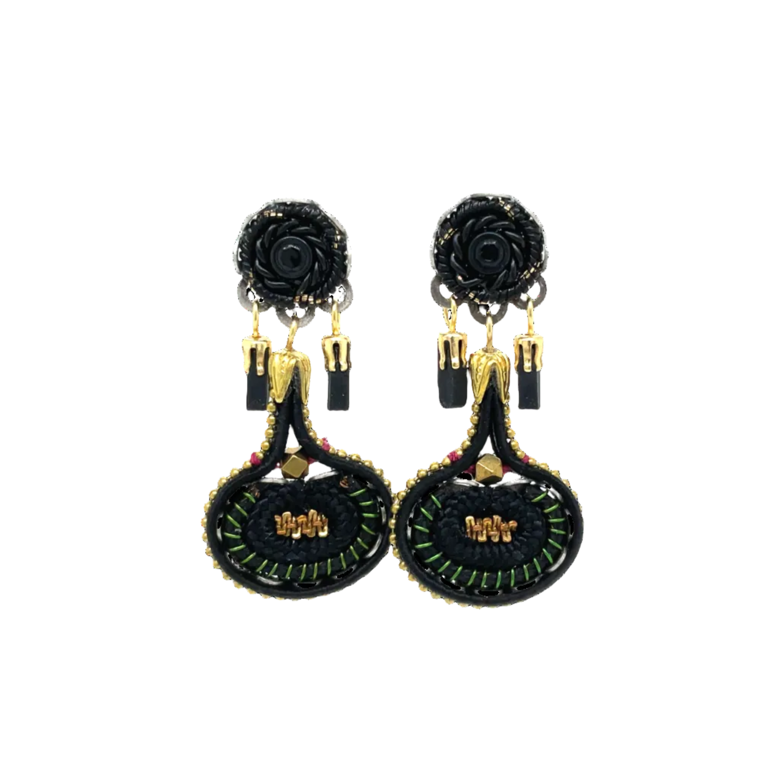 Handcrafted Fabric and Bead Earrings