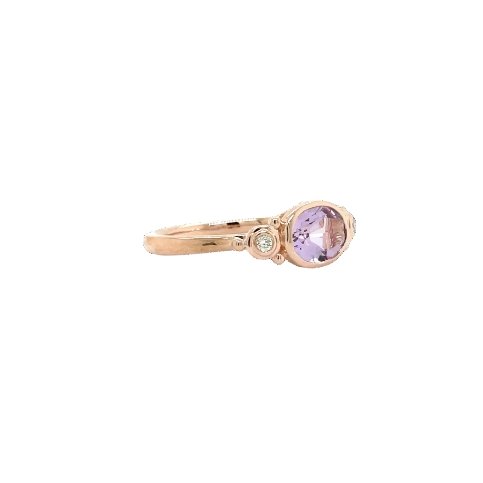 9ct Rose Gold Pink Amethyst and Natural Diamond Dress Ring