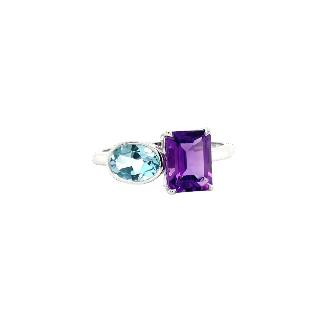 9ct White Gold Amethyst and Blue Topaz Dress Ring