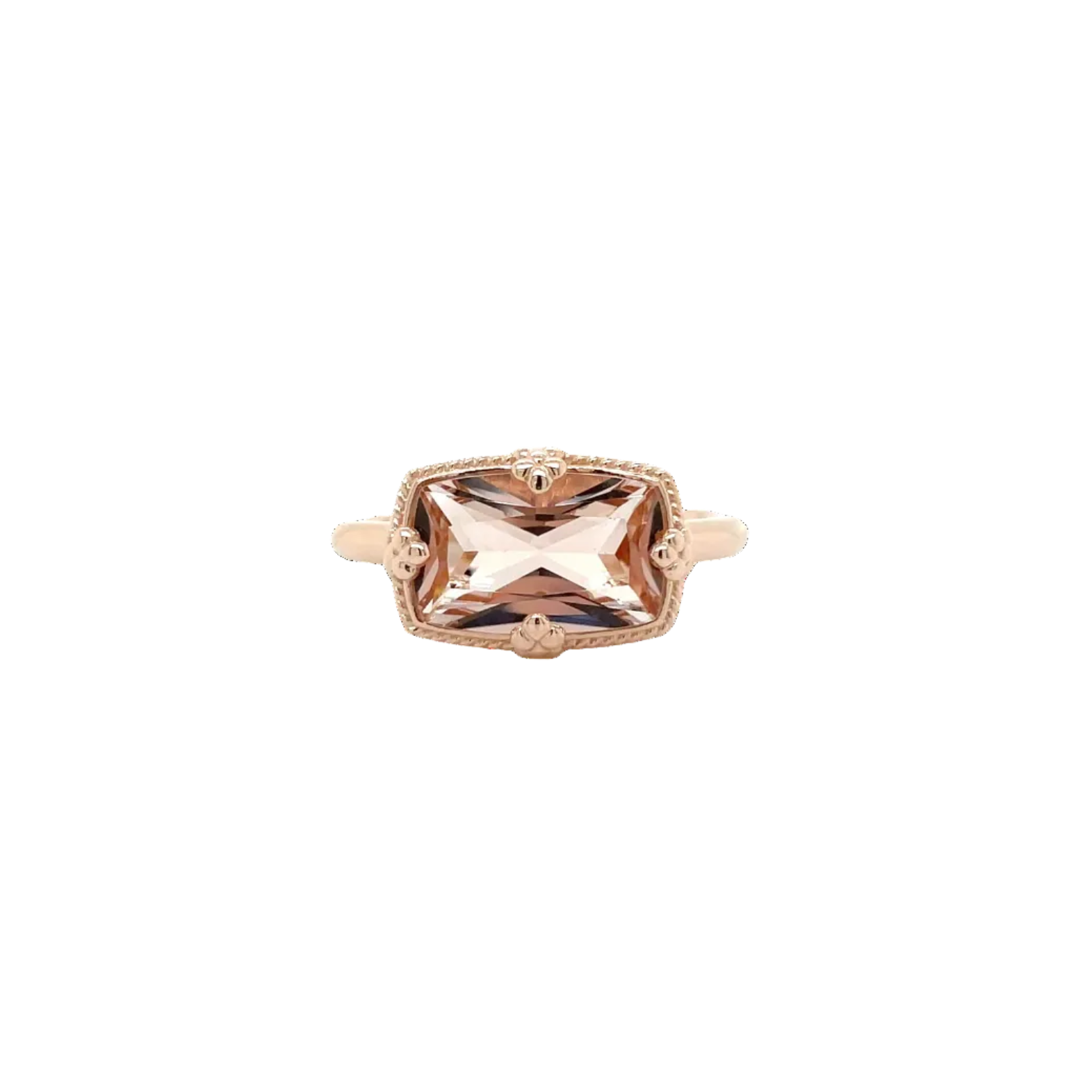 9ct Rose Gold Morganite Cushion Cut Dress Ring