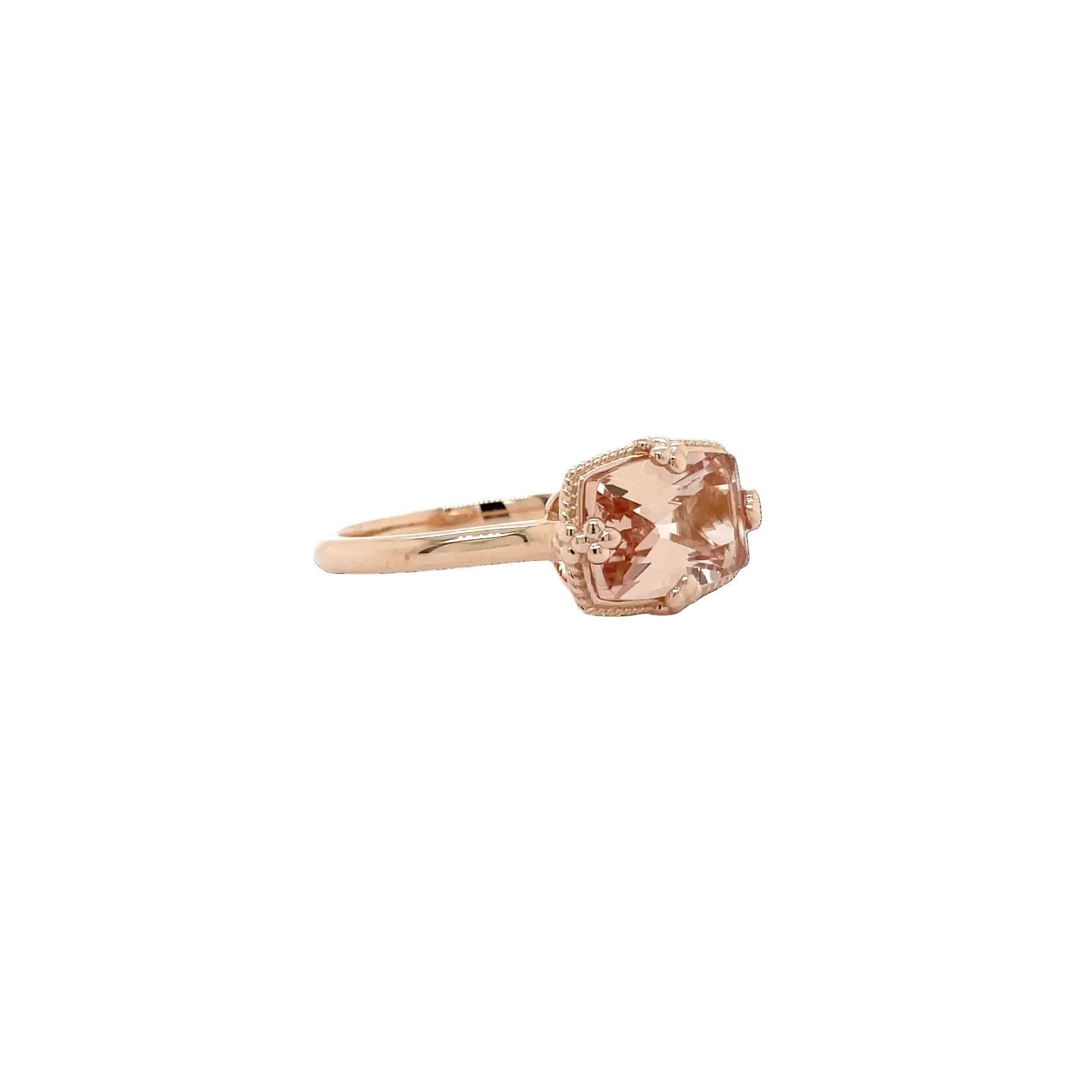 9ct Rose Gold Morganite Cushion Cut Dress Ring