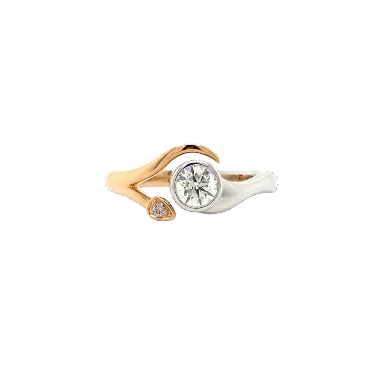 18ct Two-Toned Natural Pink and White Diamond Hug Ring
