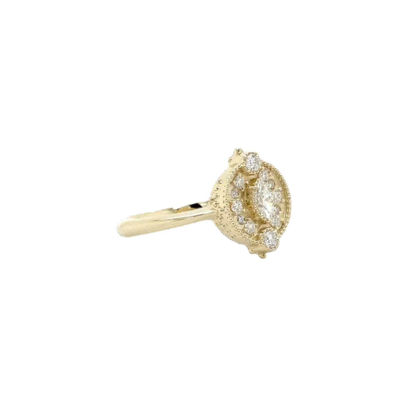 9ct Yellow Gold Lab Grown Diamond Art Deco Disc Ring