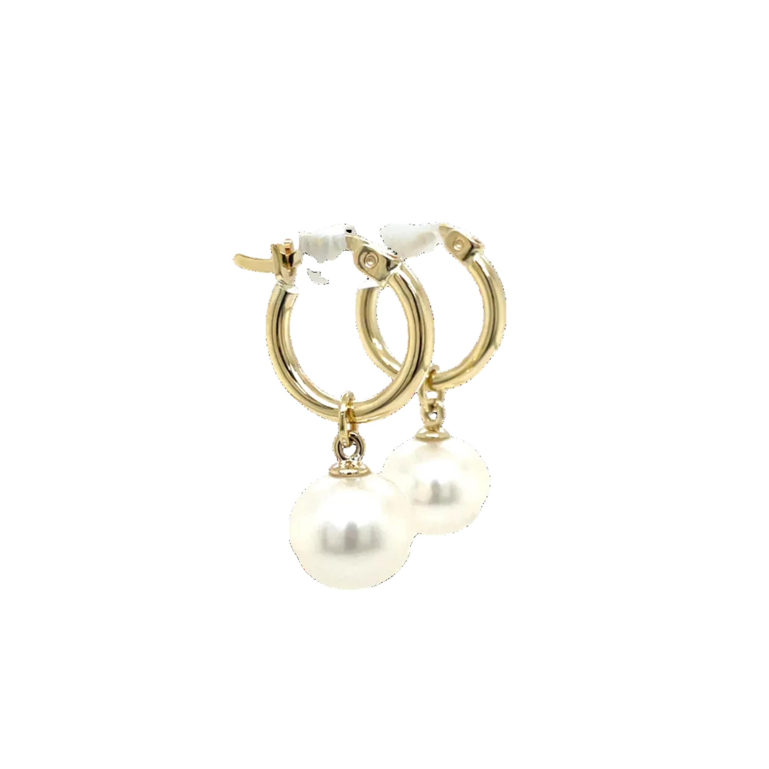 9ct Yellow Gold Freshwater Pearl Hoop Earrings