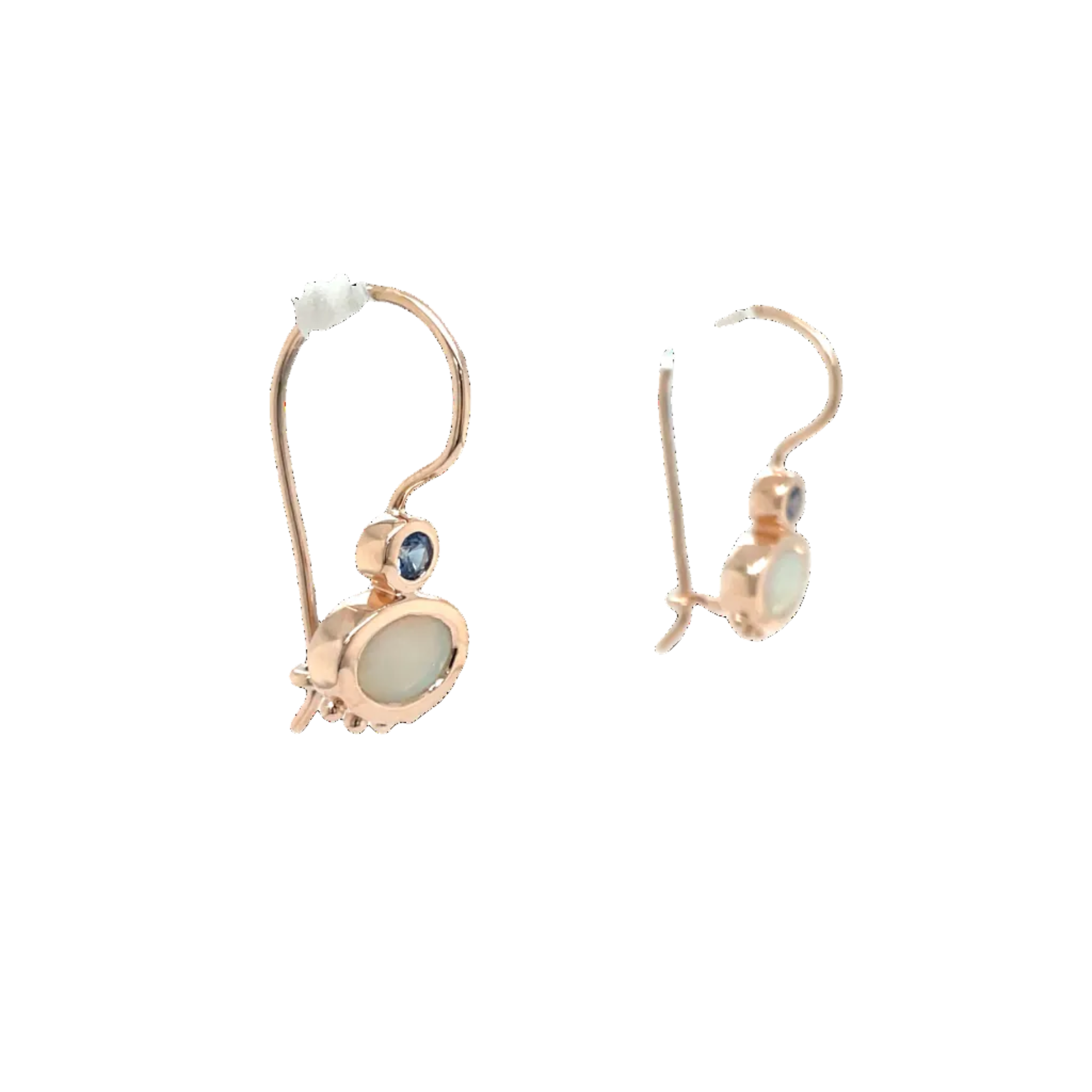 9ct Rose Gold Opal and Ceylon Sapphire Drop Earrings