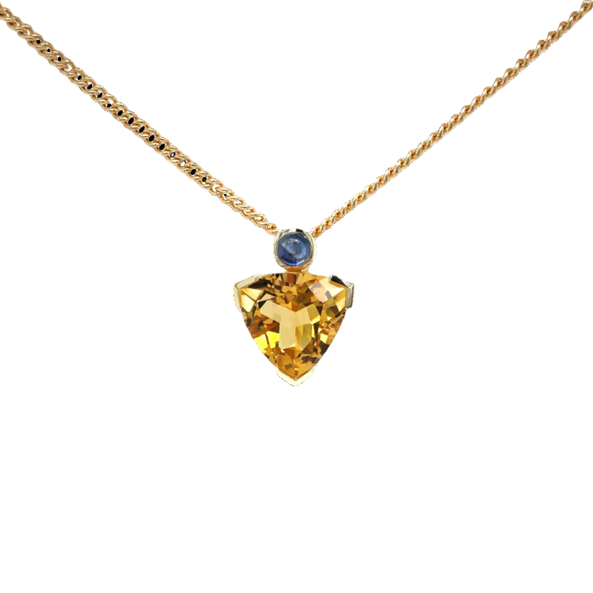 9ct Yellow Gold Citrine and Sapphire Pendant