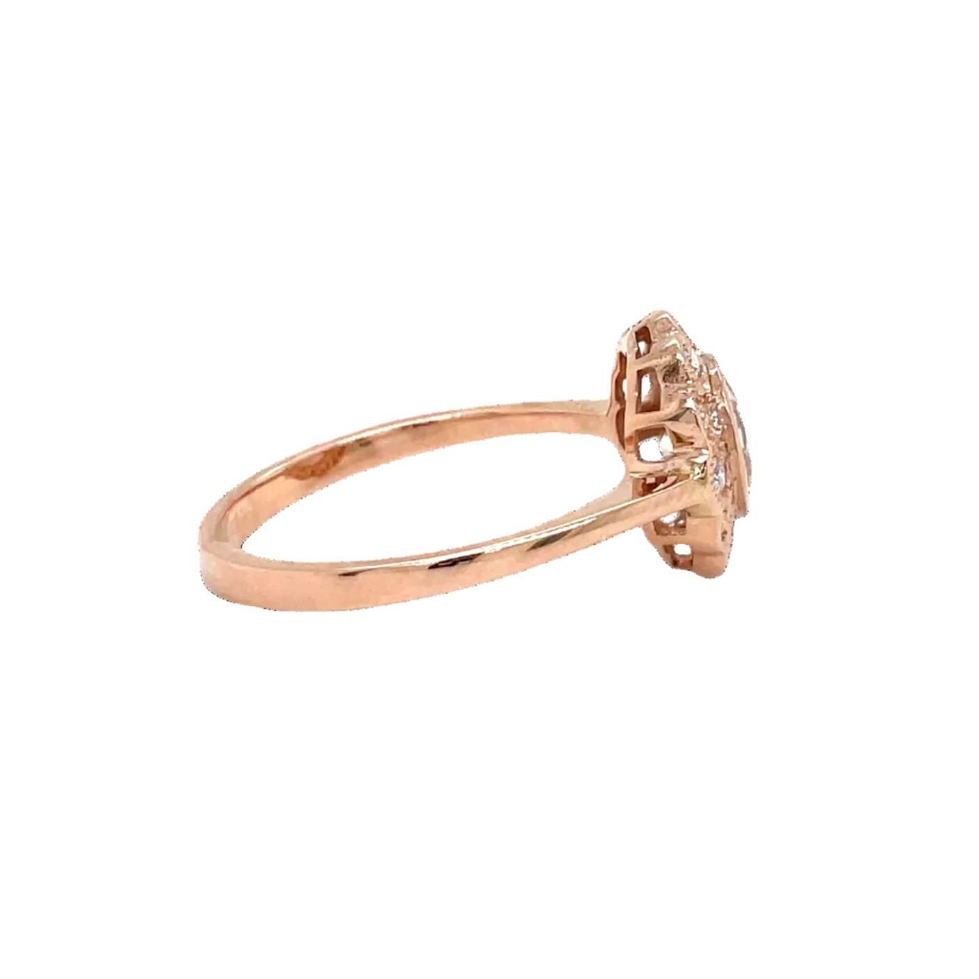 9ct Rose Gold Morganite and Natural Diamond Cluster Dress Ring