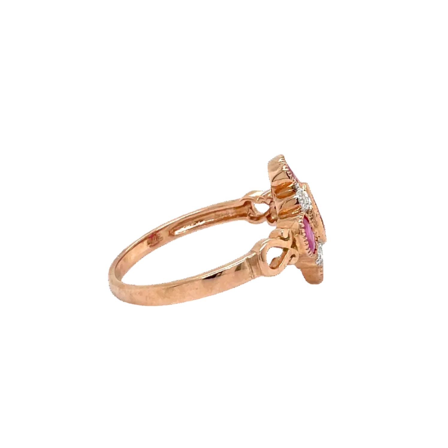 9ct Rose Gold Multi-Coloured Stone Art Deco Dress Ring