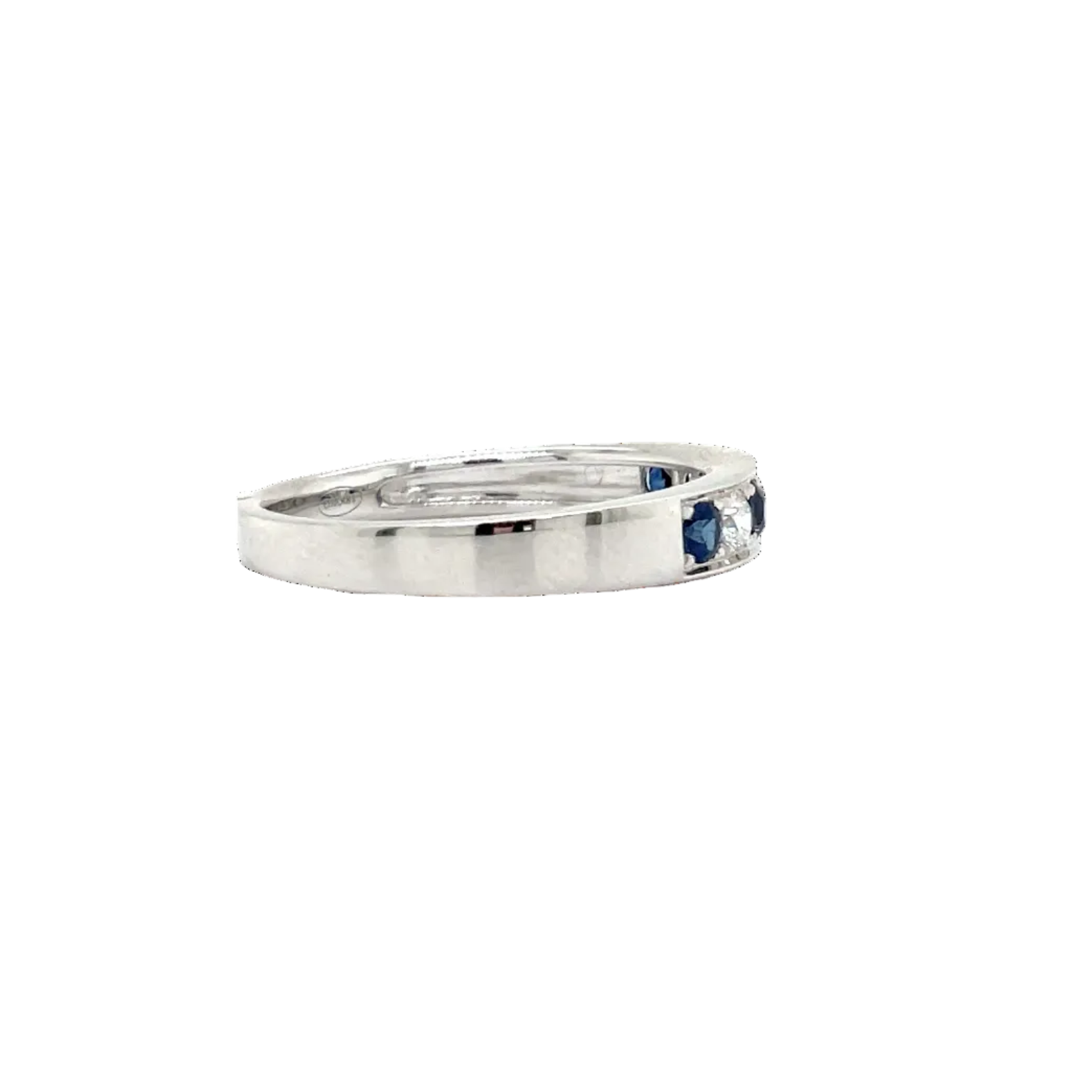 18ct White Gold Sapphire and Natural Diamond Band Ring