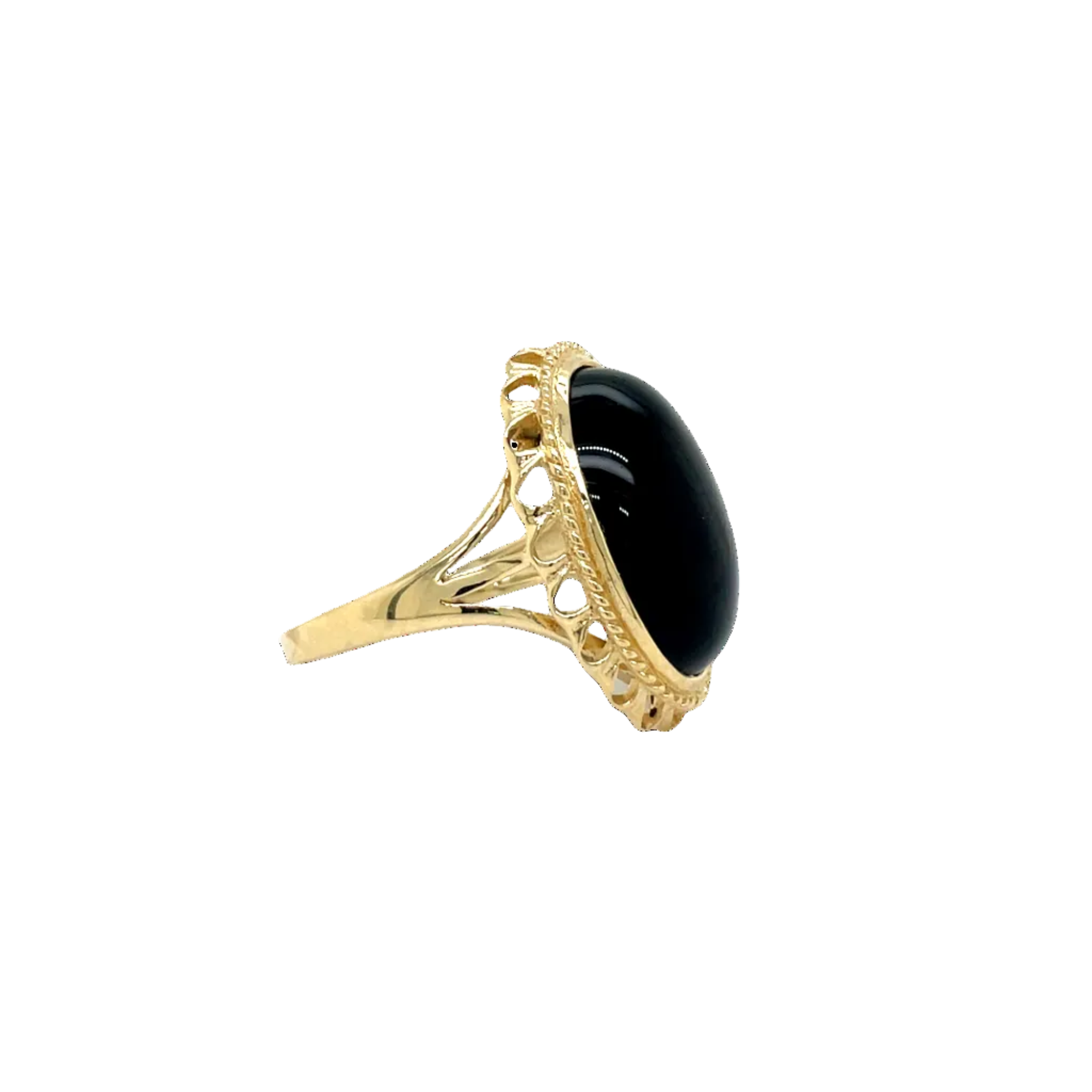 9ct Yellow Gold Cabochon Onyx Art Deco Dress Ring
