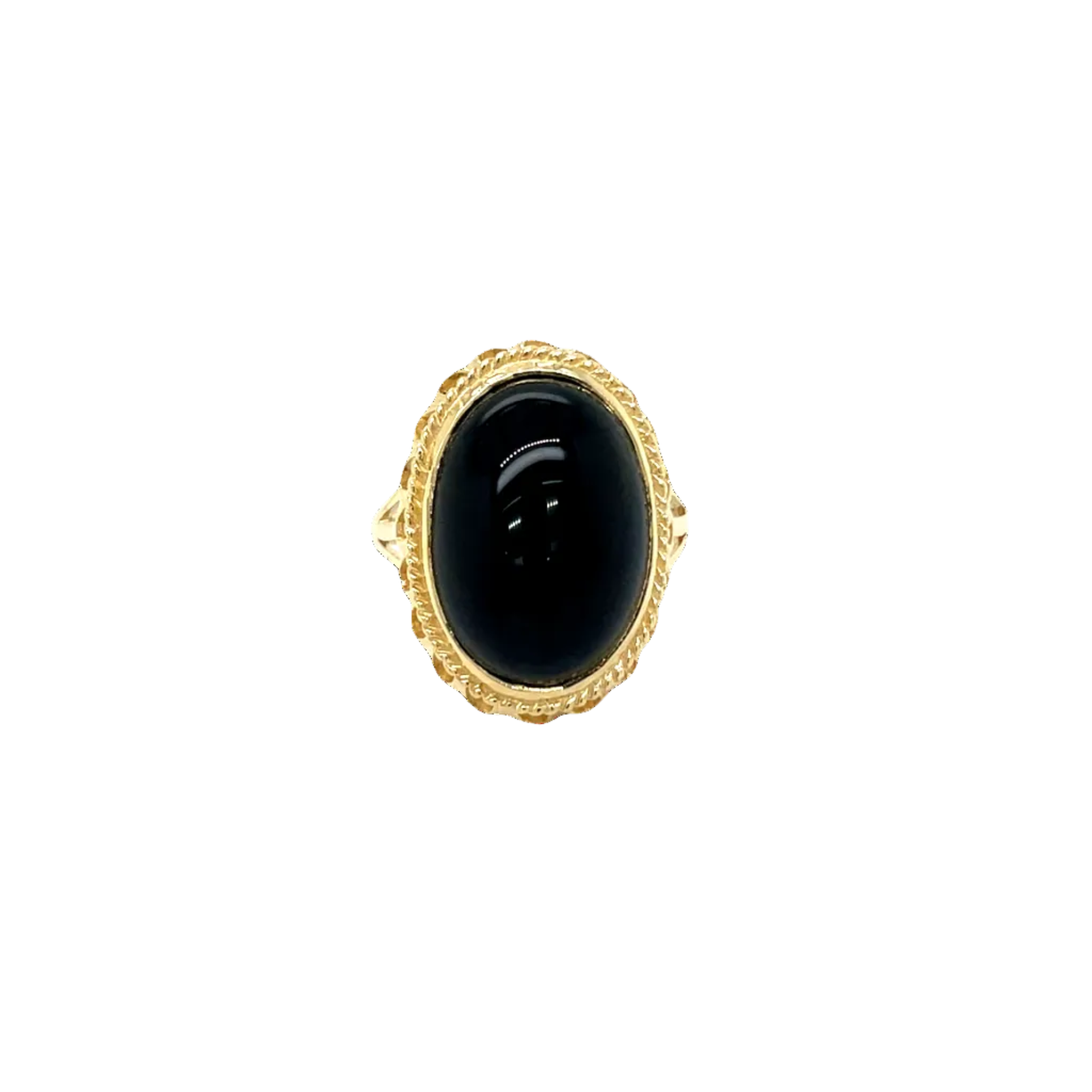 9ct Yellow Gold Cabochon Onyx Art Deco Dress Ring