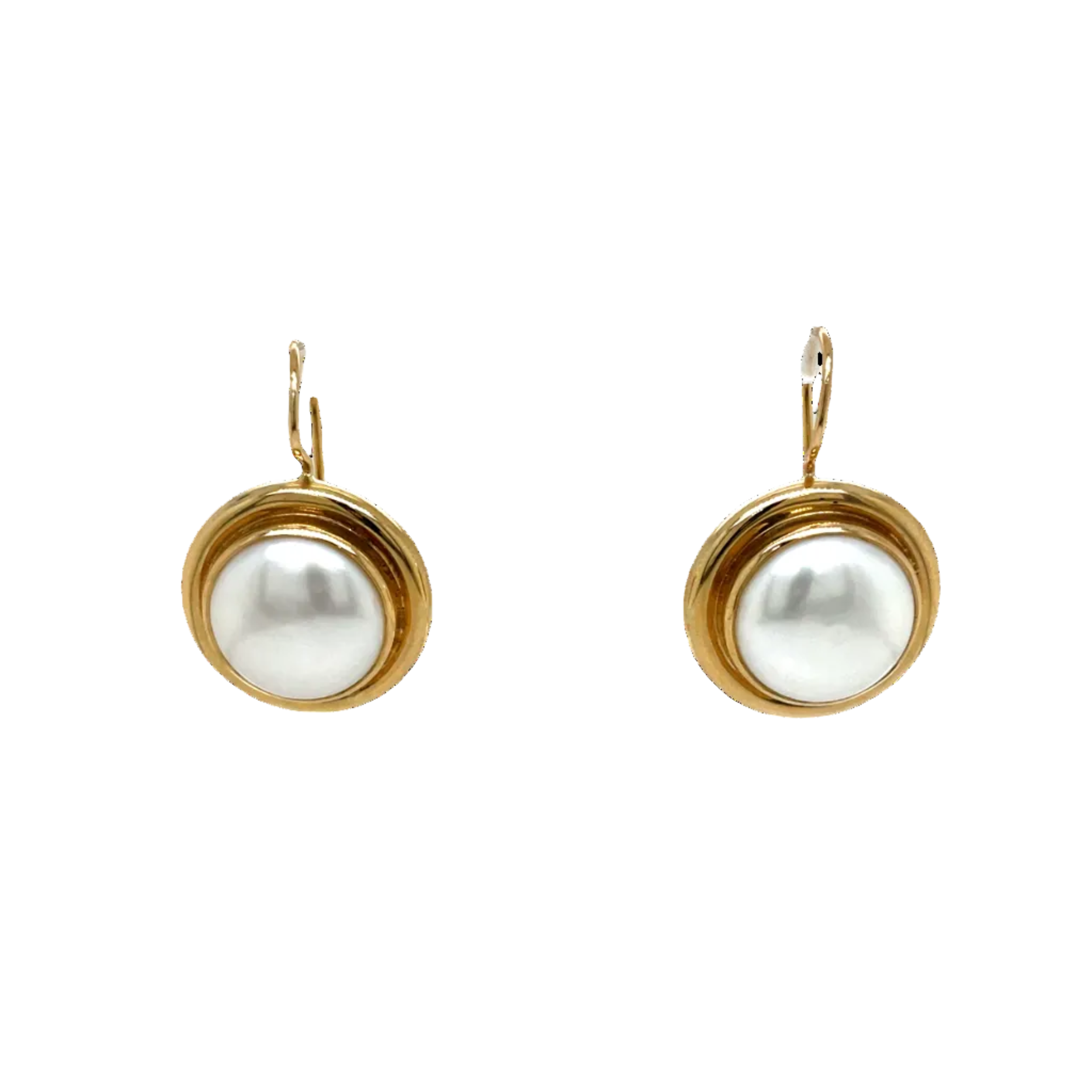 9ct Yellow Gold Large Mabe Pearl Drop Earrings