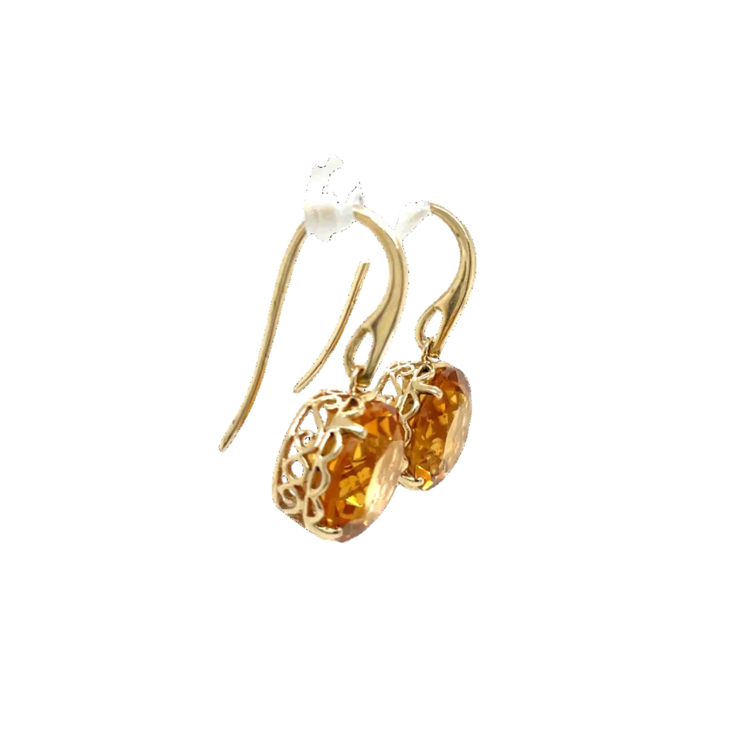 9ct Yellow Gold Citrine Ornate Cage Drop Earrings