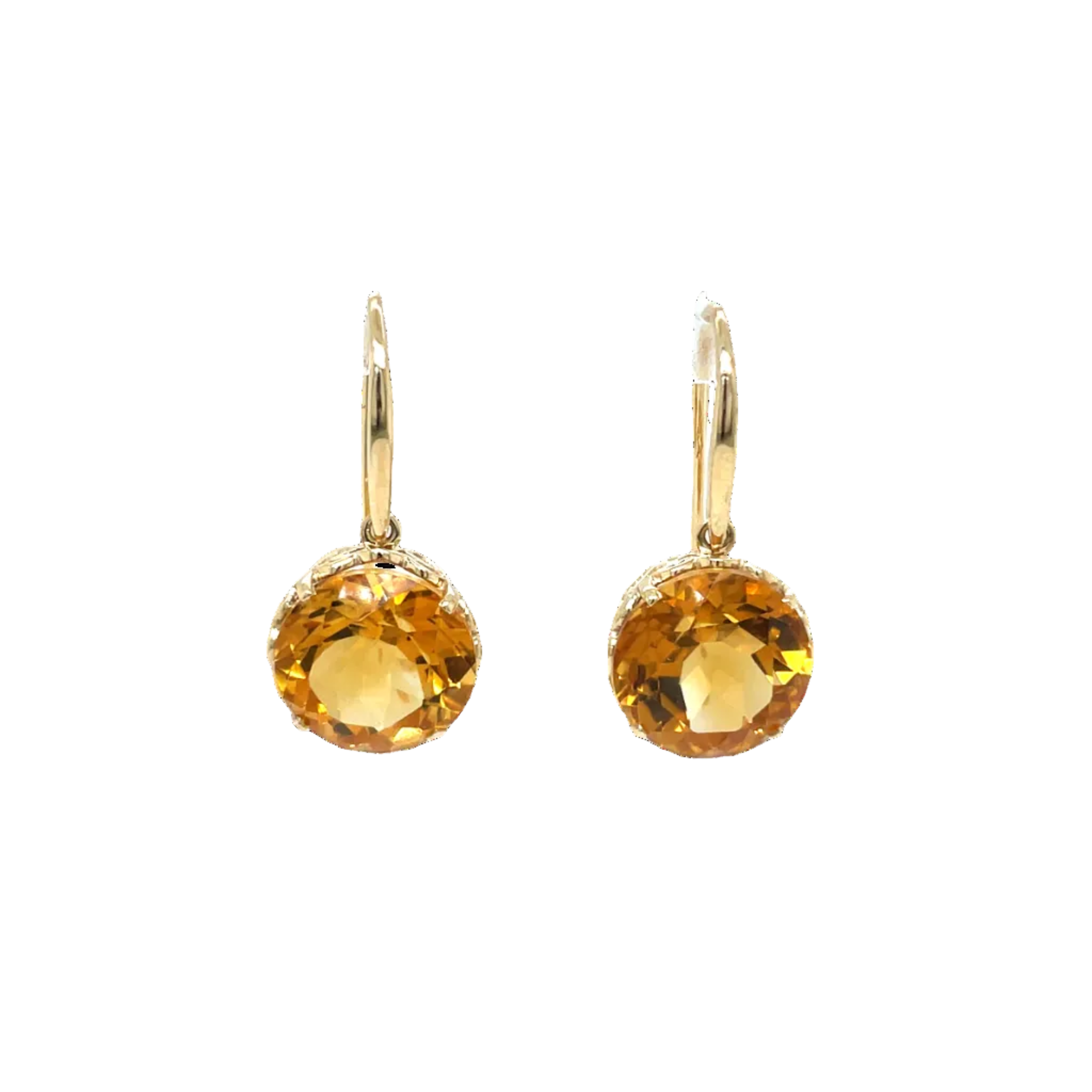 9ct Yellow Gold Citrine Ornate Cage Drop Earrings