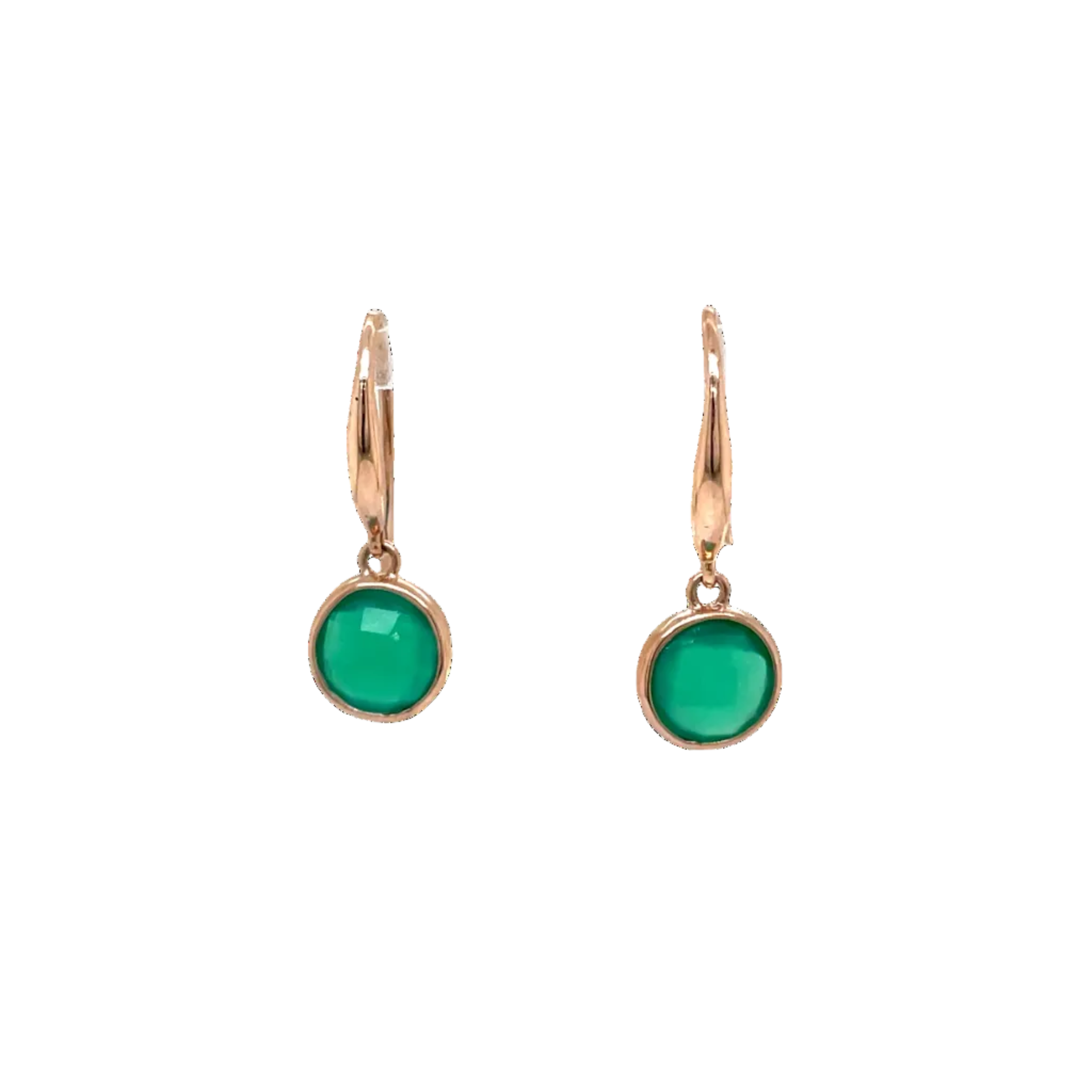 9ct Rose Gold Green Onyx Drop Earrings