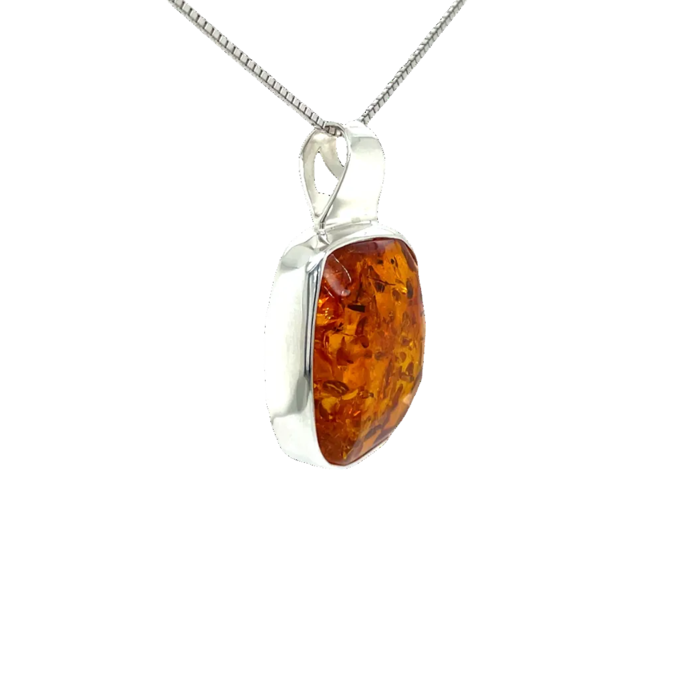 Sterling Silver Amber Freeform Pendant