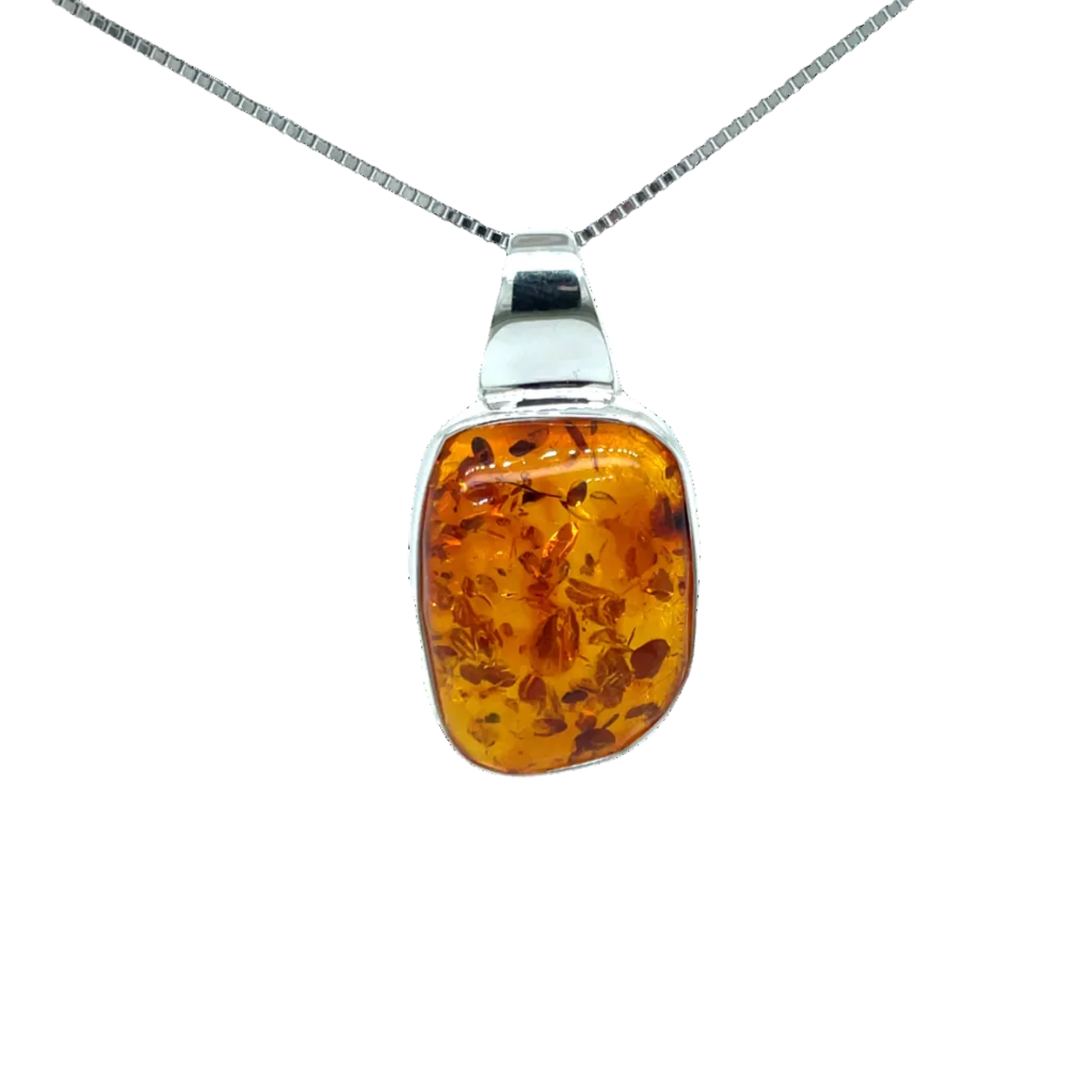 Sterling Silver Amber Freeform Pendant
