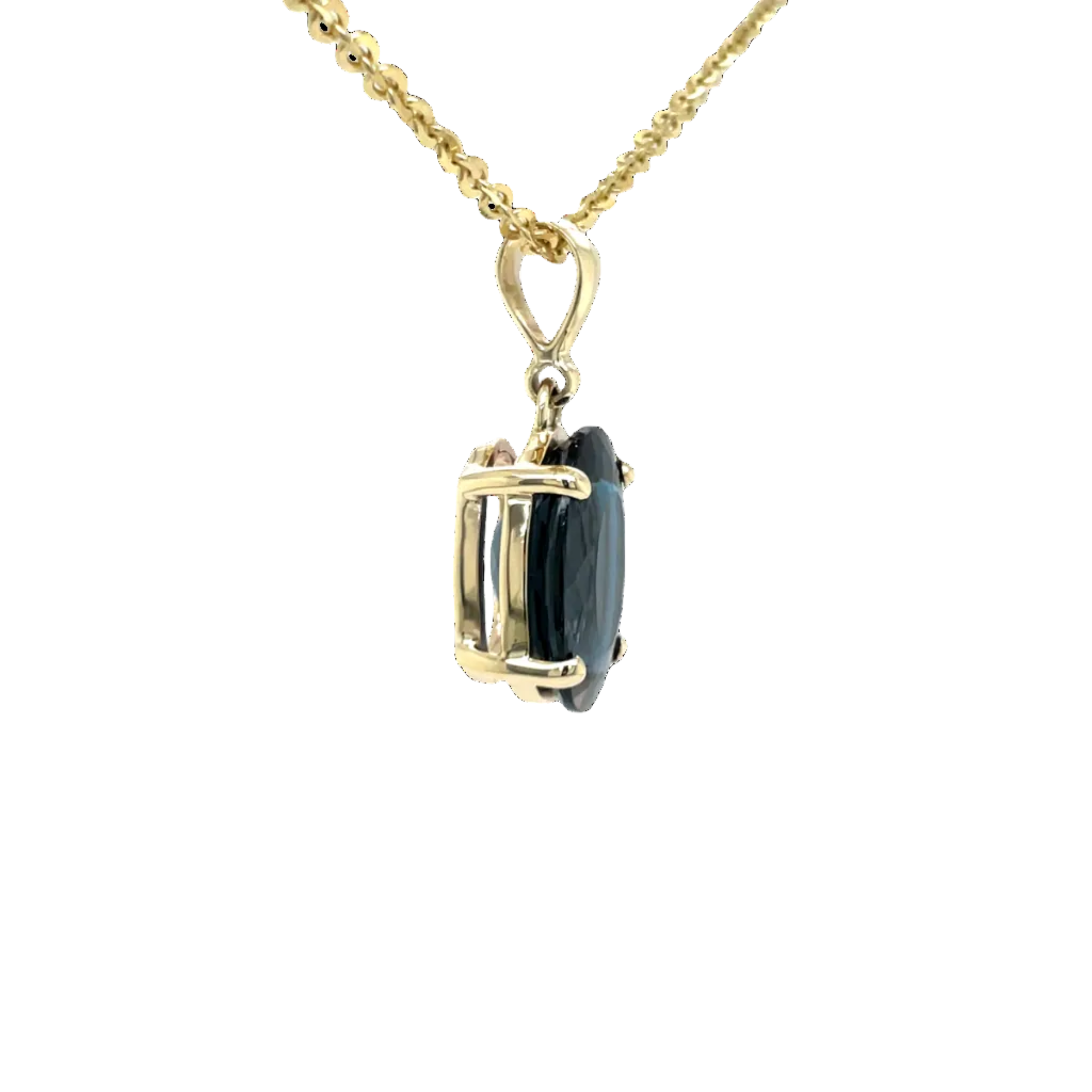 9ct Yellow Gold Oval London Blue Topaz Pendant