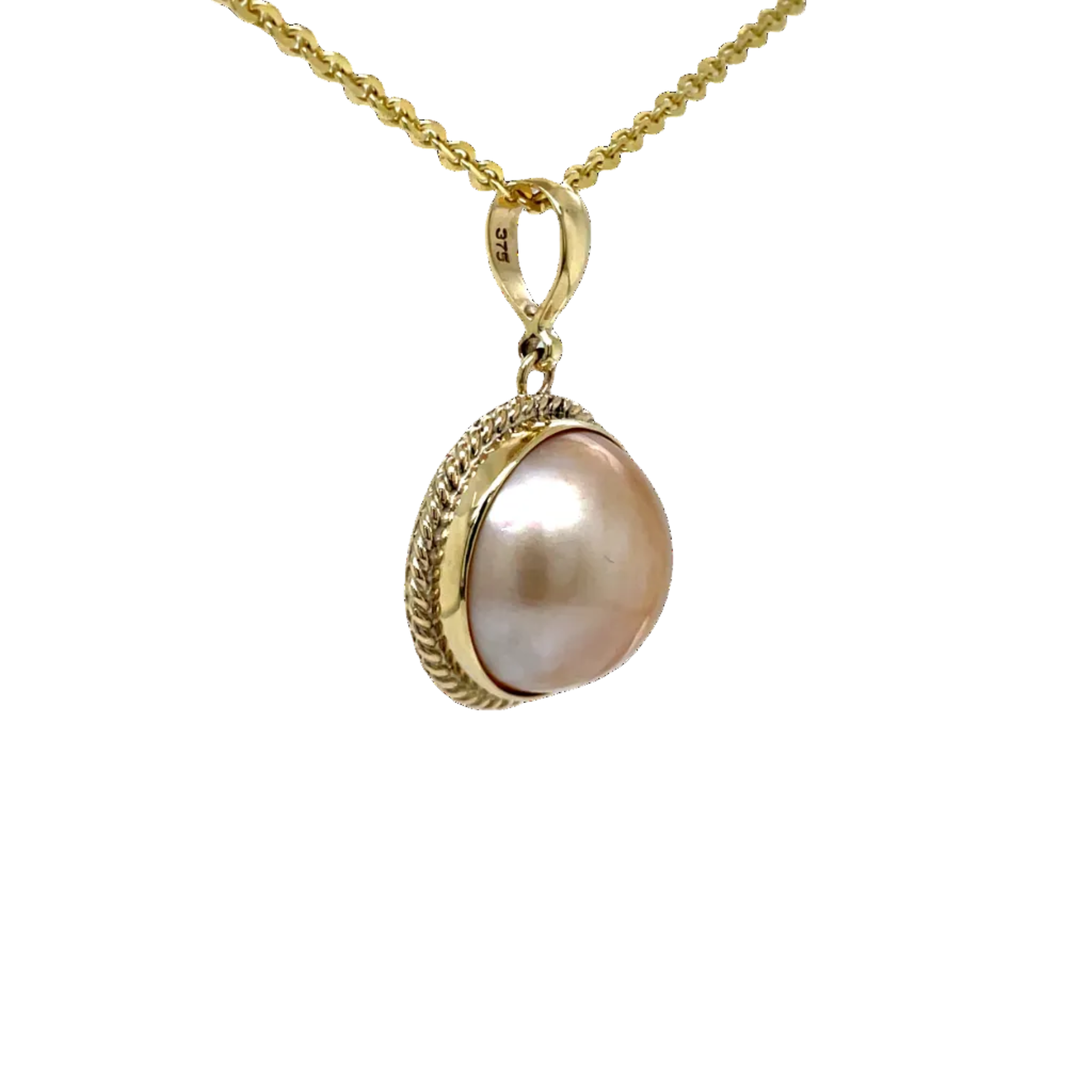 9ct Yellow Gold Mabe Gold Tone Pearl Pendant