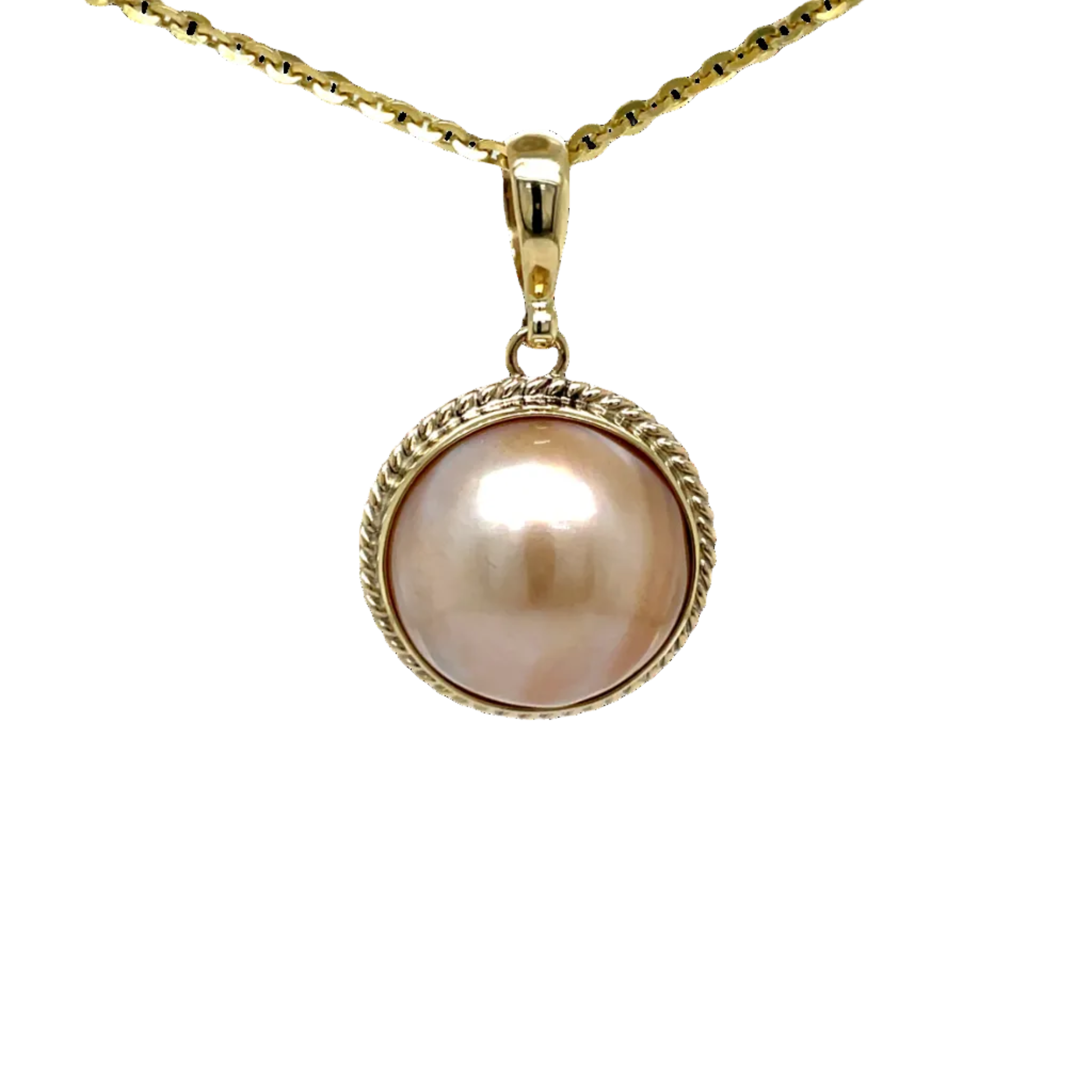 9ct Yellow Gold Mabe Gold Tone Pearl Pendant