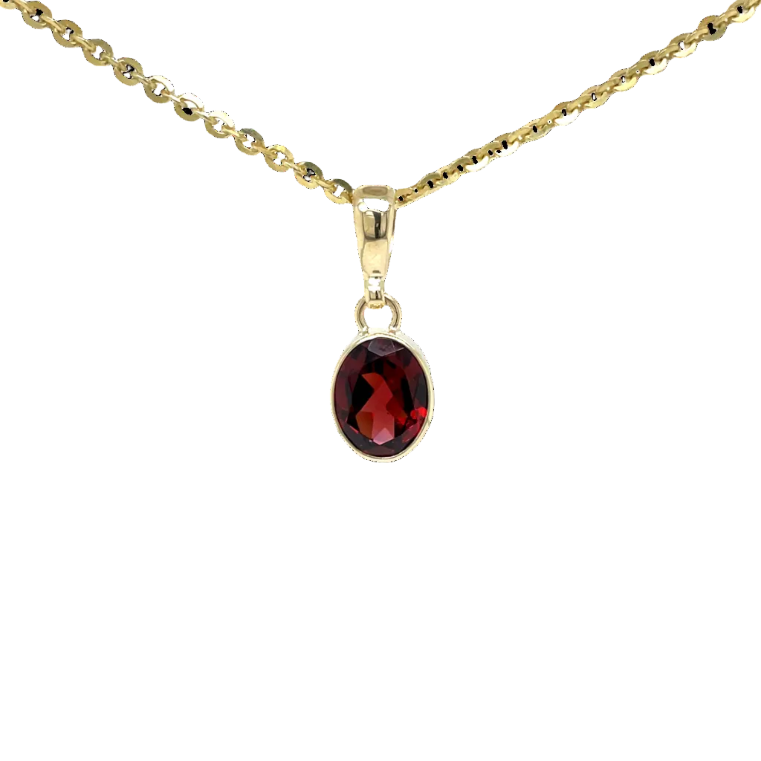 9ct Yellow Gold Oval Garnet Pendant