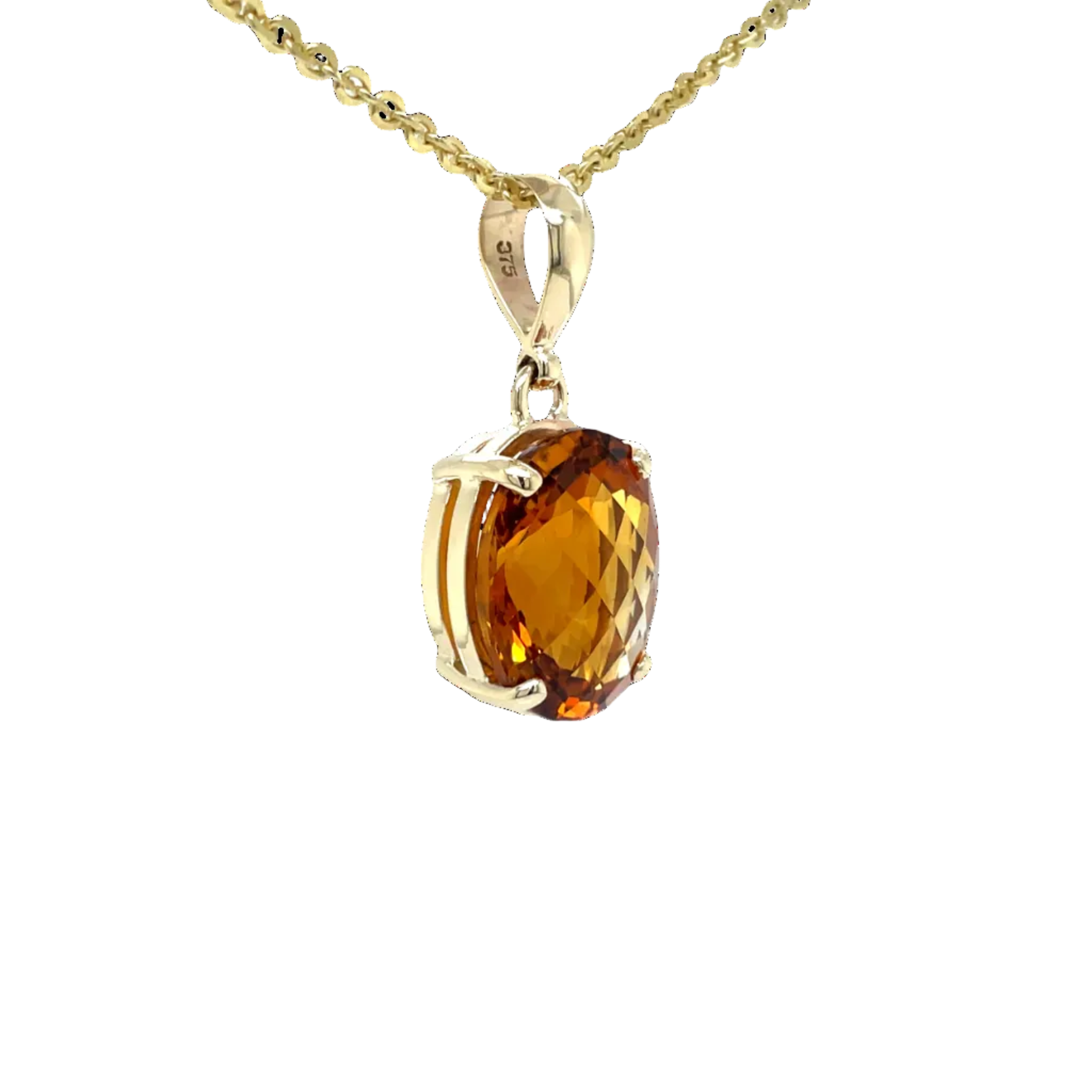 9ct Yellow Gold Oval Citrine Pendant