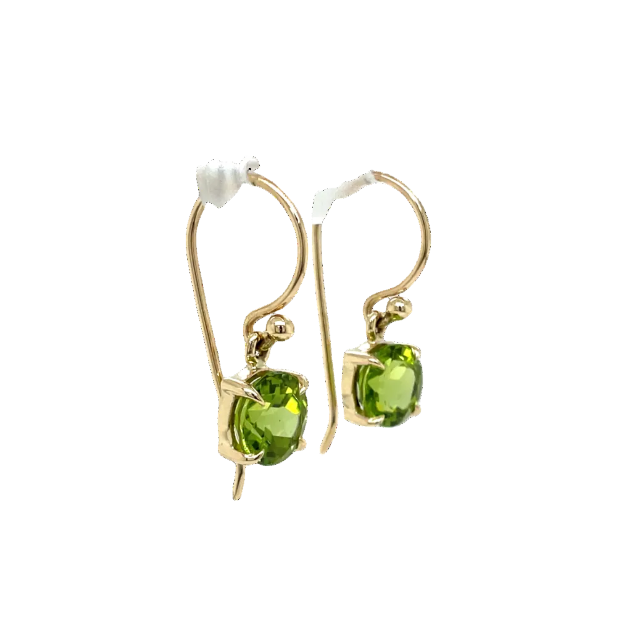 9ct Yellow Gold Round Peridot Drop Earrings
