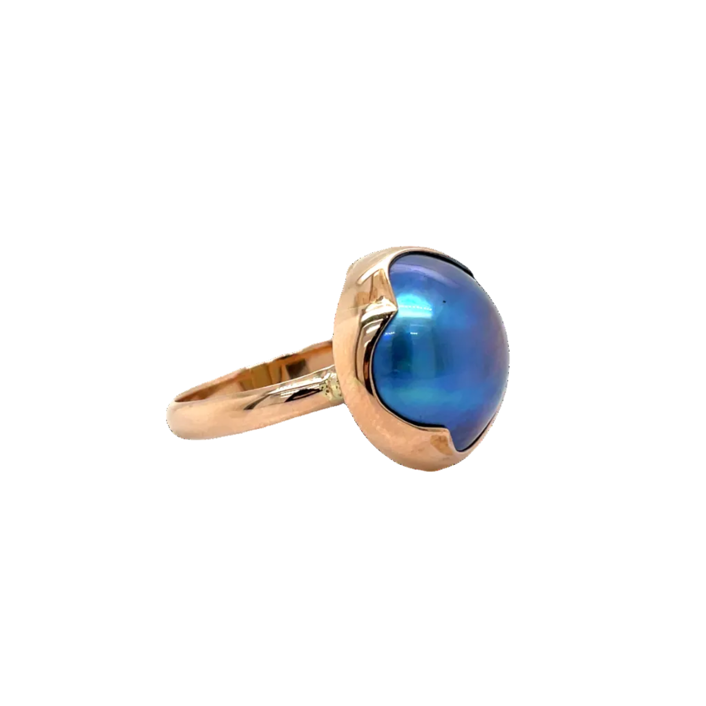 9ct Rose Gold Grey Mabe Pearl Fancy Bezel Dress Ring