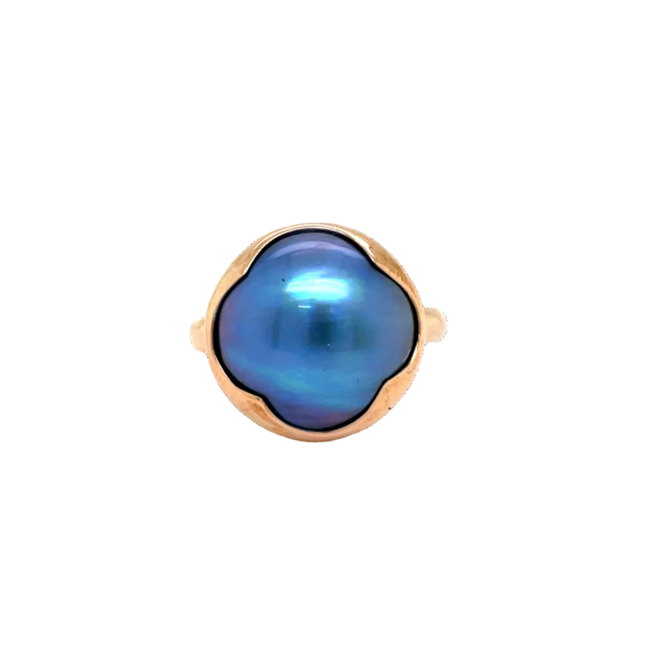 9ct Rose Gold Grey Mabe Pearl Fancy Bezel Dress Ring