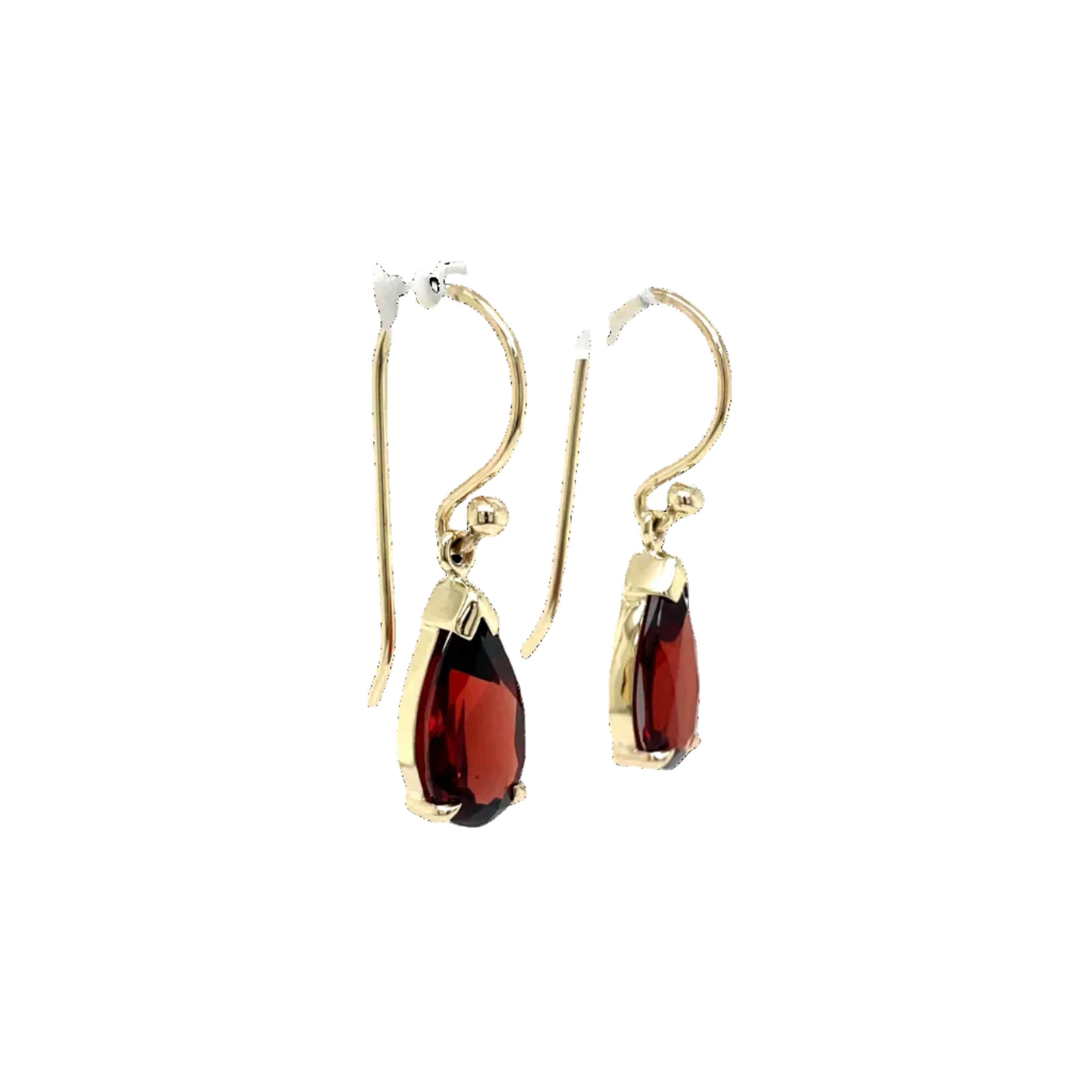 9ct Yellow Gold Pear Shape Garnet Drop Earrings