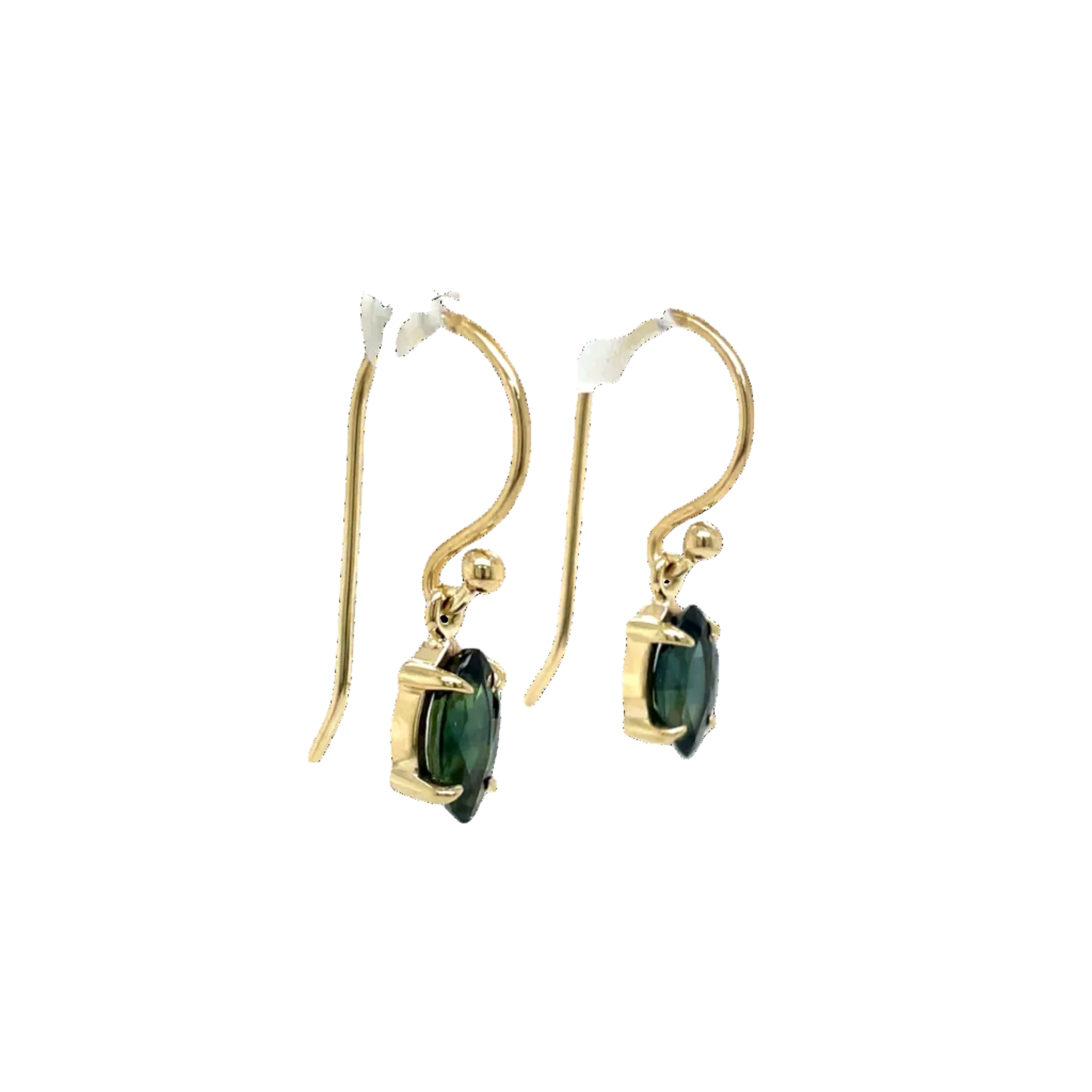 9ct Yellow Gold Marquise Australian Sapphire Drop Earrings