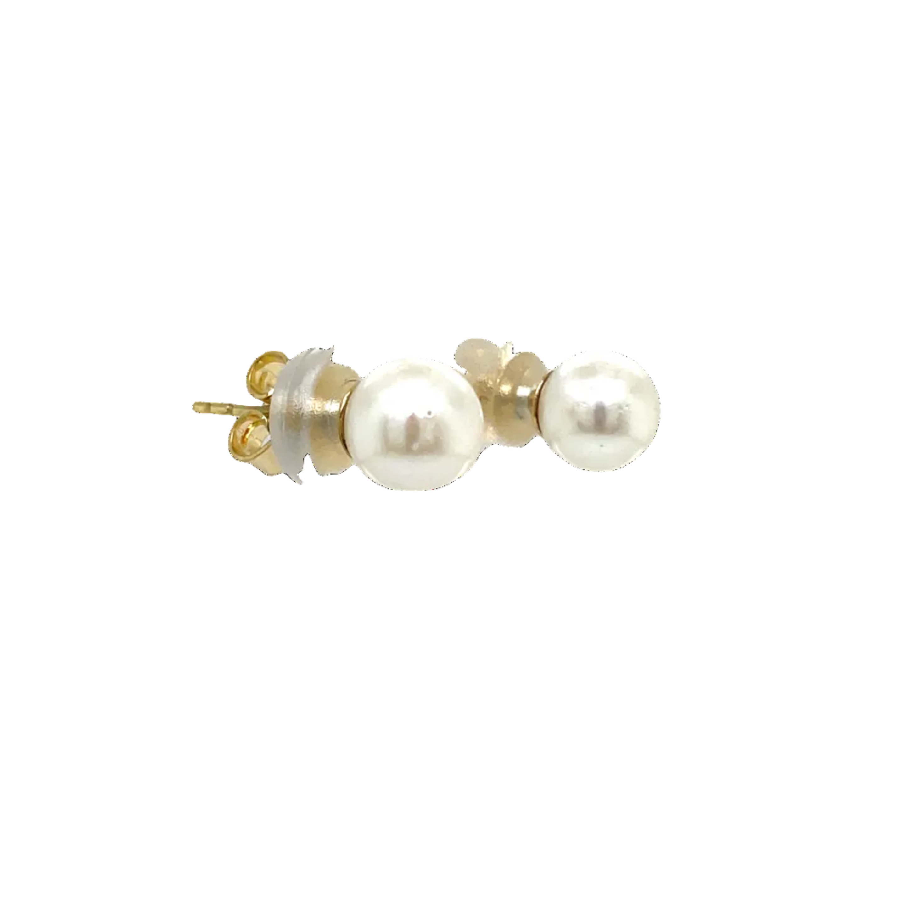 9ct Yellow Gold Round Akoya Pearl Stud Earrings