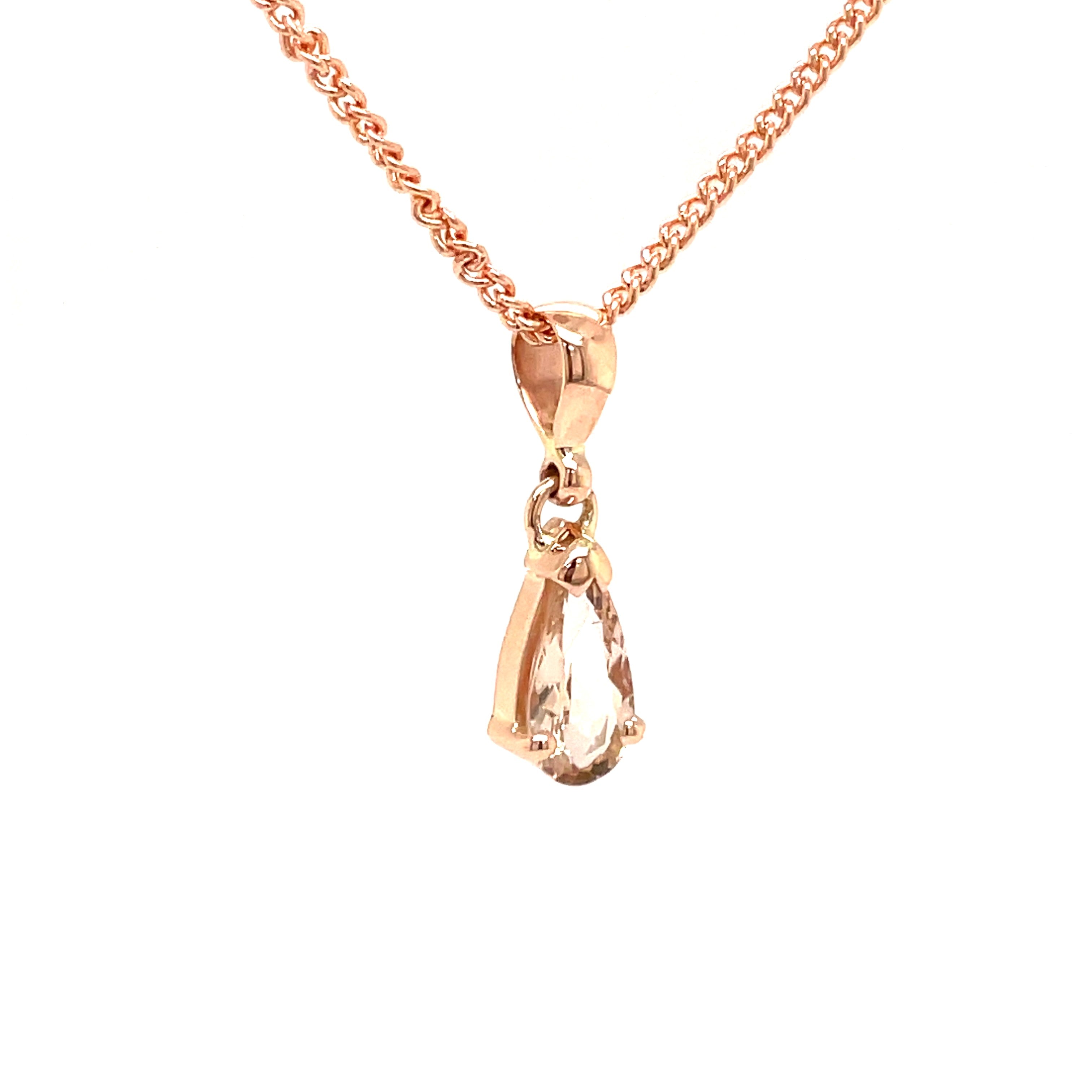 9ct Rose Gold Pear Shape Morganite Pendant