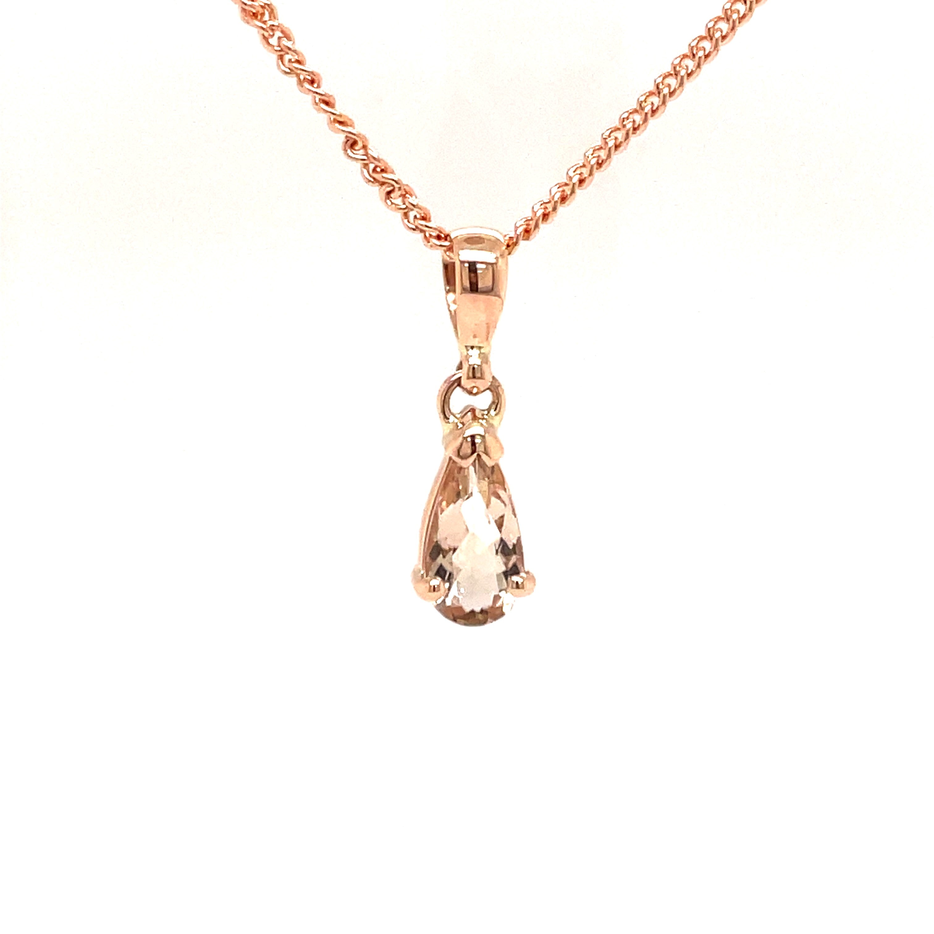 9ct Rose Gold Pear Shape Morganite Pendant