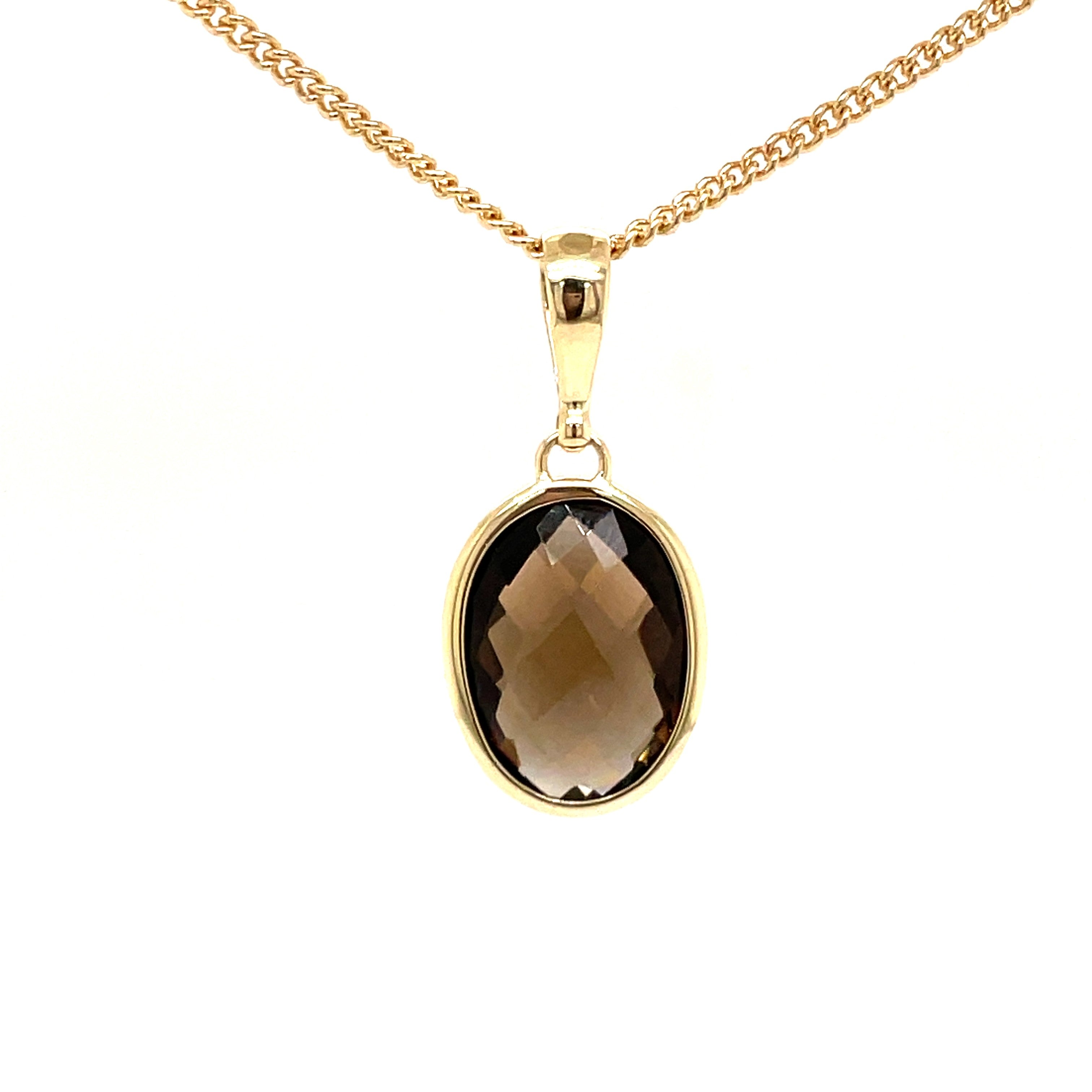 9ct Yellow Gold Smokey Quartz Pendant