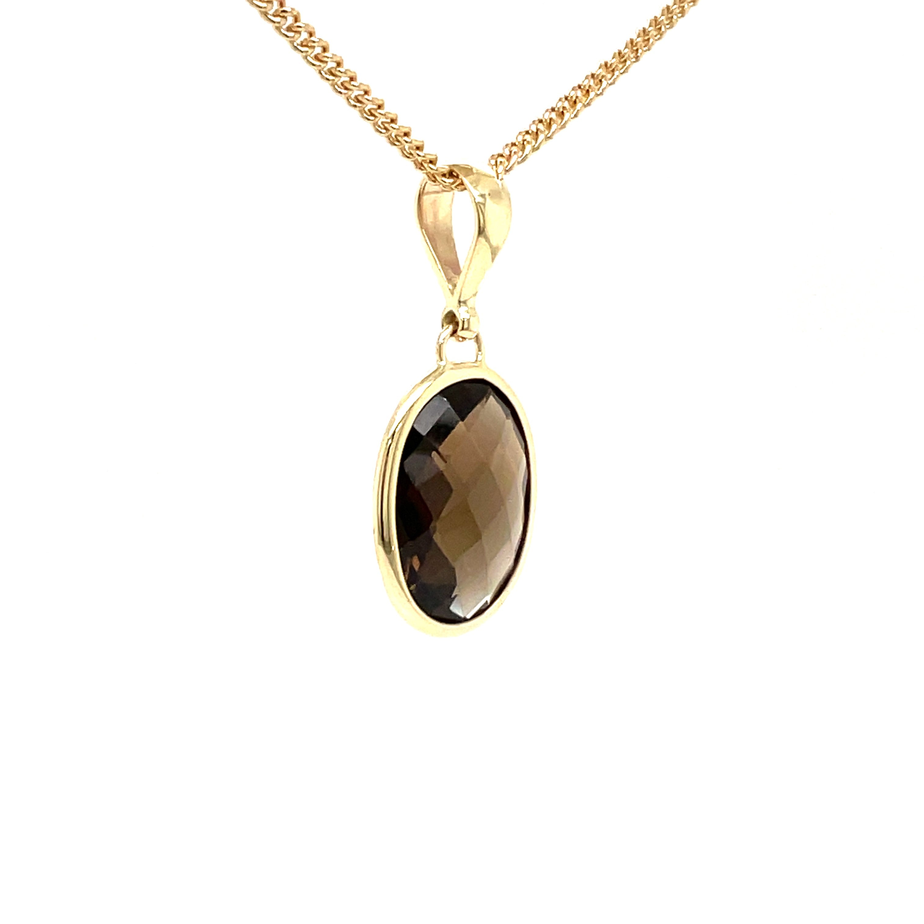 9ct Yellow Gold Smokey Quartz Pendant