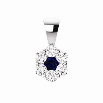 9ct White Gold Sapphire and Natural Diamond Pendant