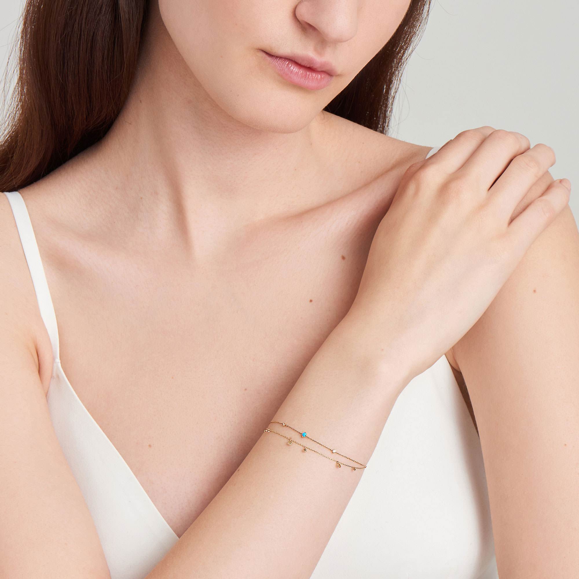 Ania Haie 14ct Gold Turquoise and White Sapphire Bracelet