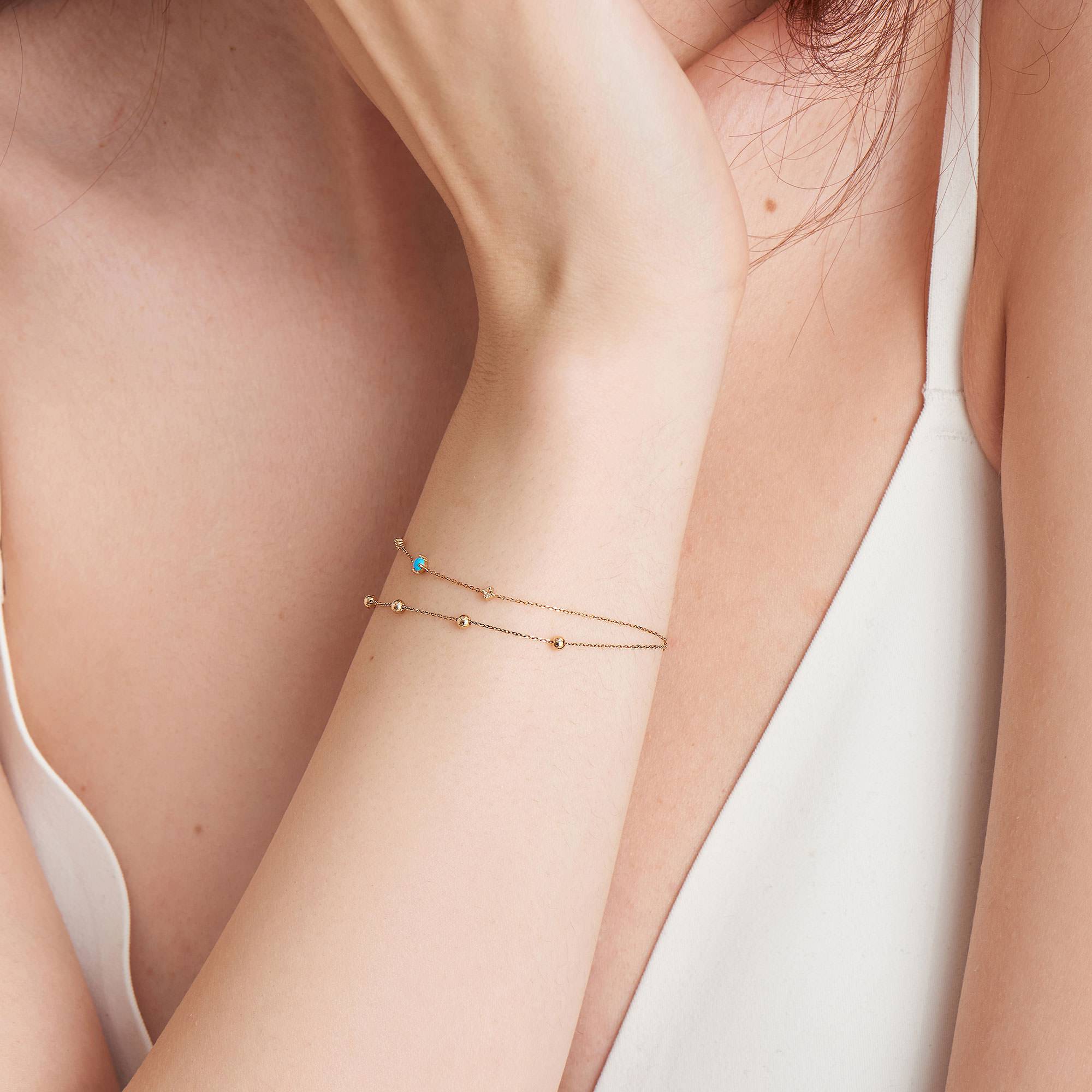 Ania Haie 14ct Gold Turquoise and White Sapphire Bracelet