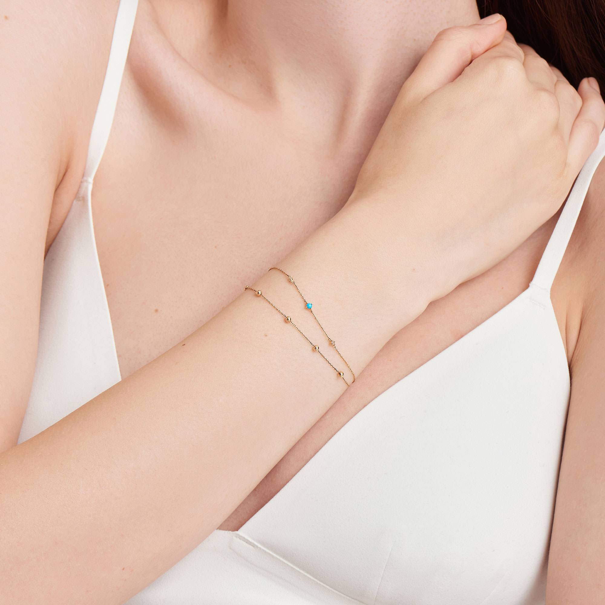Ania Haie 14ct Gold Turquoise and White Sapphire Bracelet