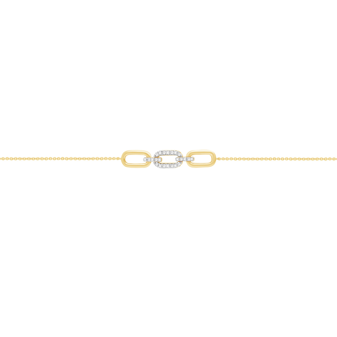 9ct Yellow Gold Natural Diamond Link Bracelet