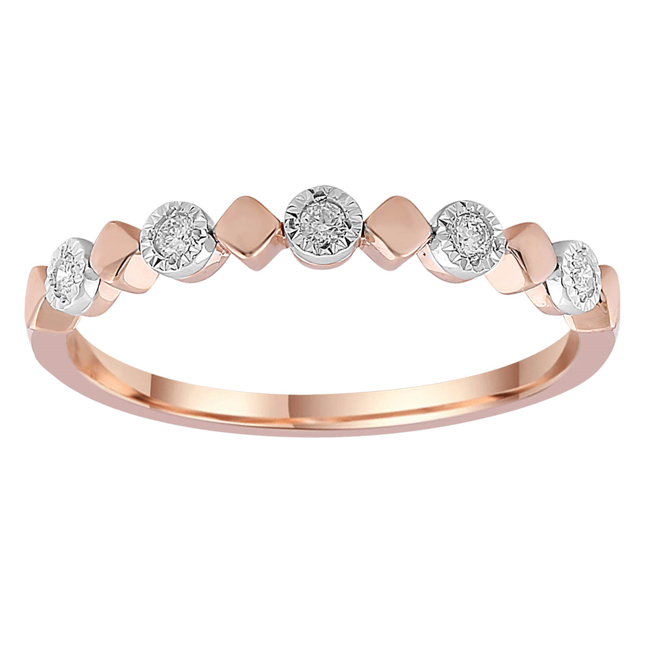 9ct Rose Gold Diamond Shape Natural Diamond Ring