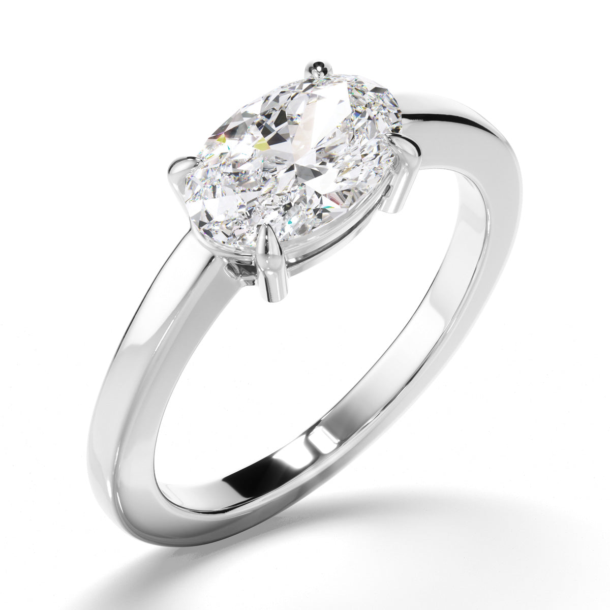 Oval Cut Diamond Solitaire East West Set Engagement Ring