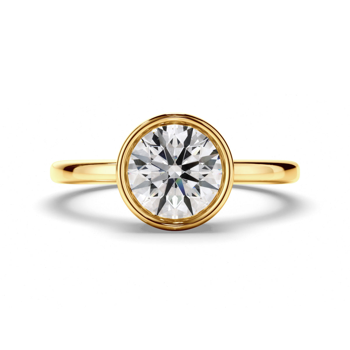 Round Brilliant Cut Diamond Bezel Solitaire Engagement Ring