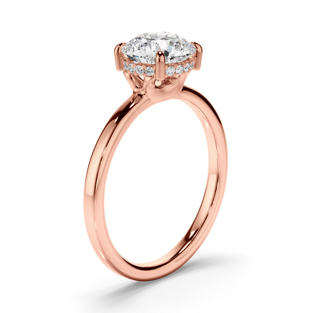 Round Brilliant Cut Diamond Hidden Halo Engagement Ring