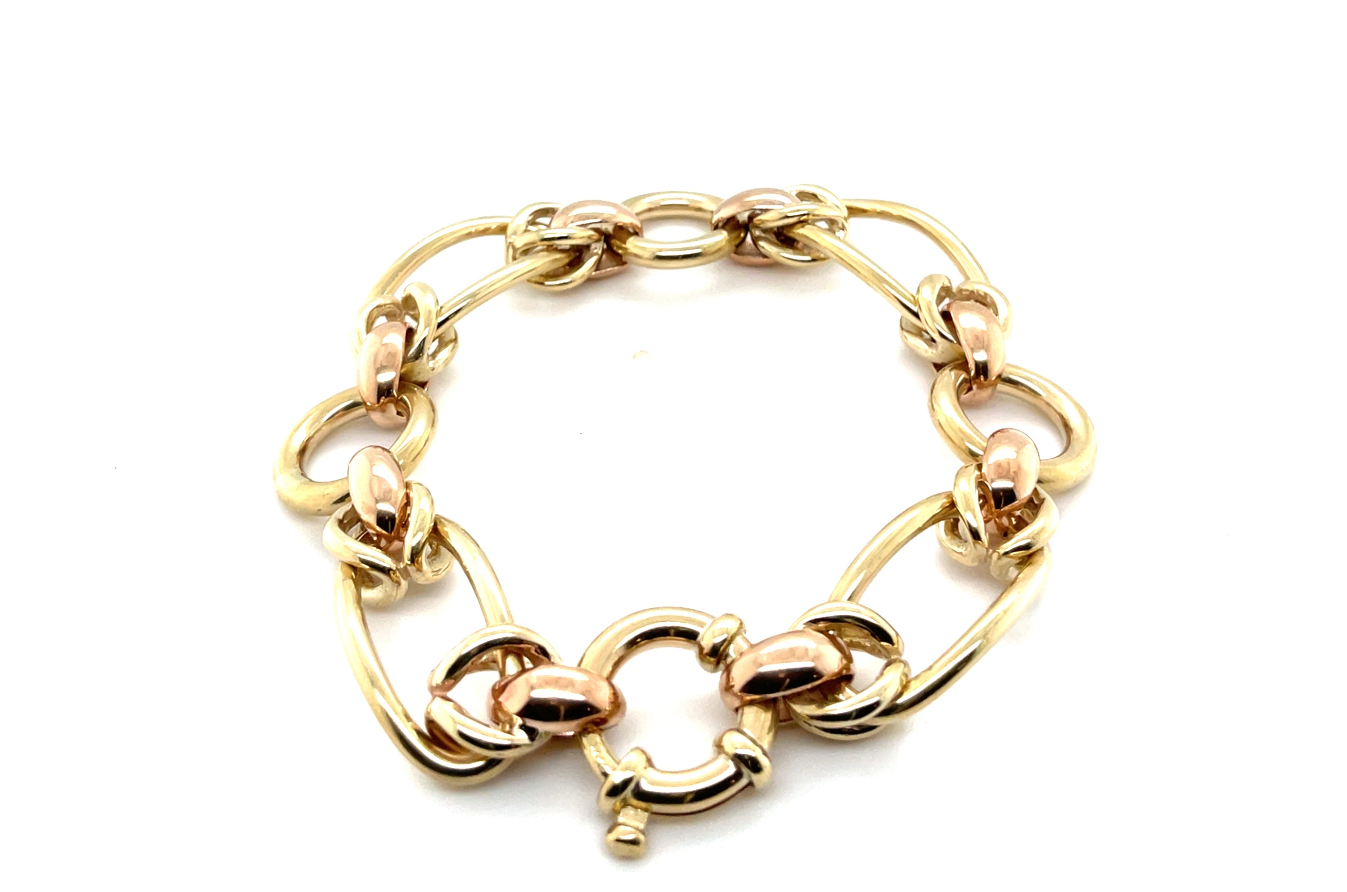 Solid 2-tone 9ct rose and yellow Gold bracelet
