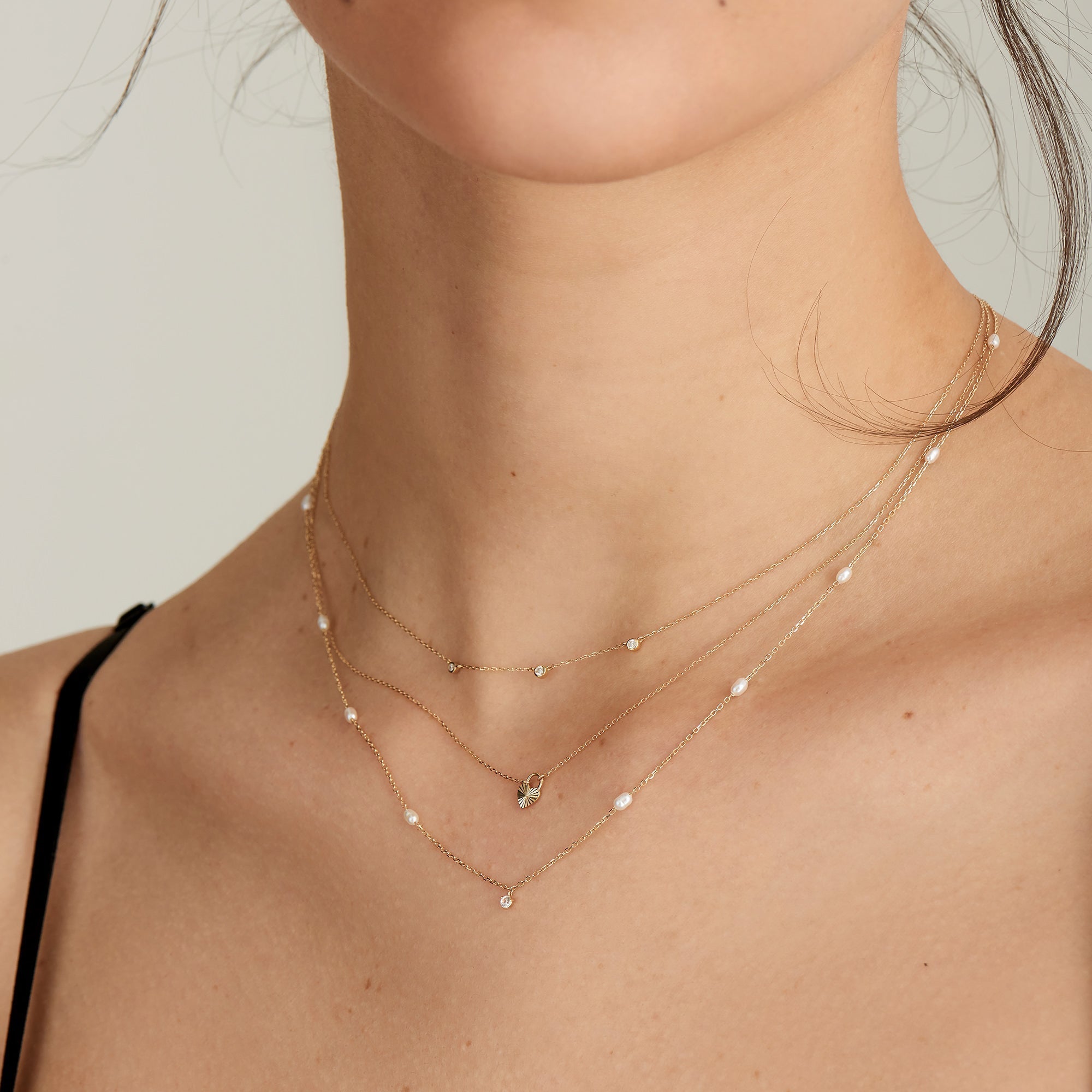 Ania Haie 14ct Gold Pearl and White Sapphire Necklace