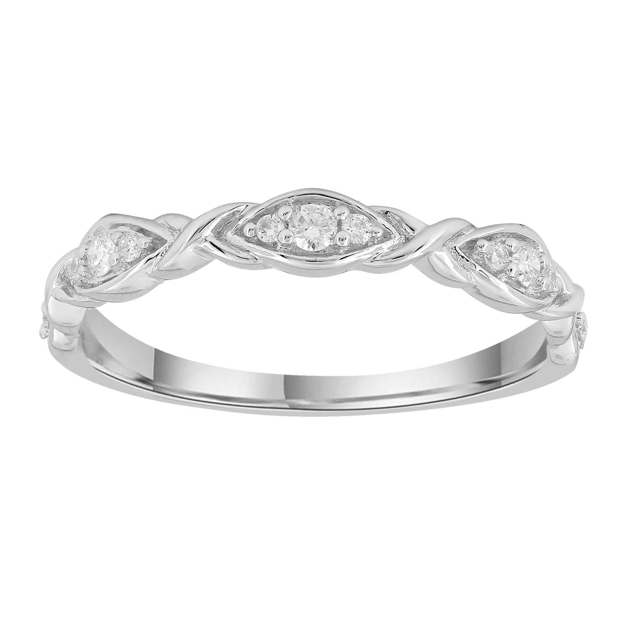 9ct White Gold 0.10ct Natural Diamond Ring